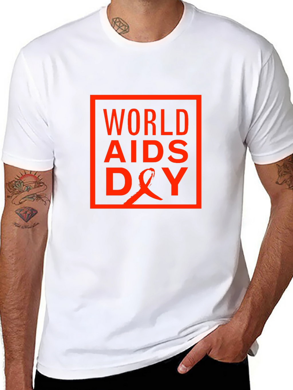 World Aids Day T-Shirt - Black Cotton Blend