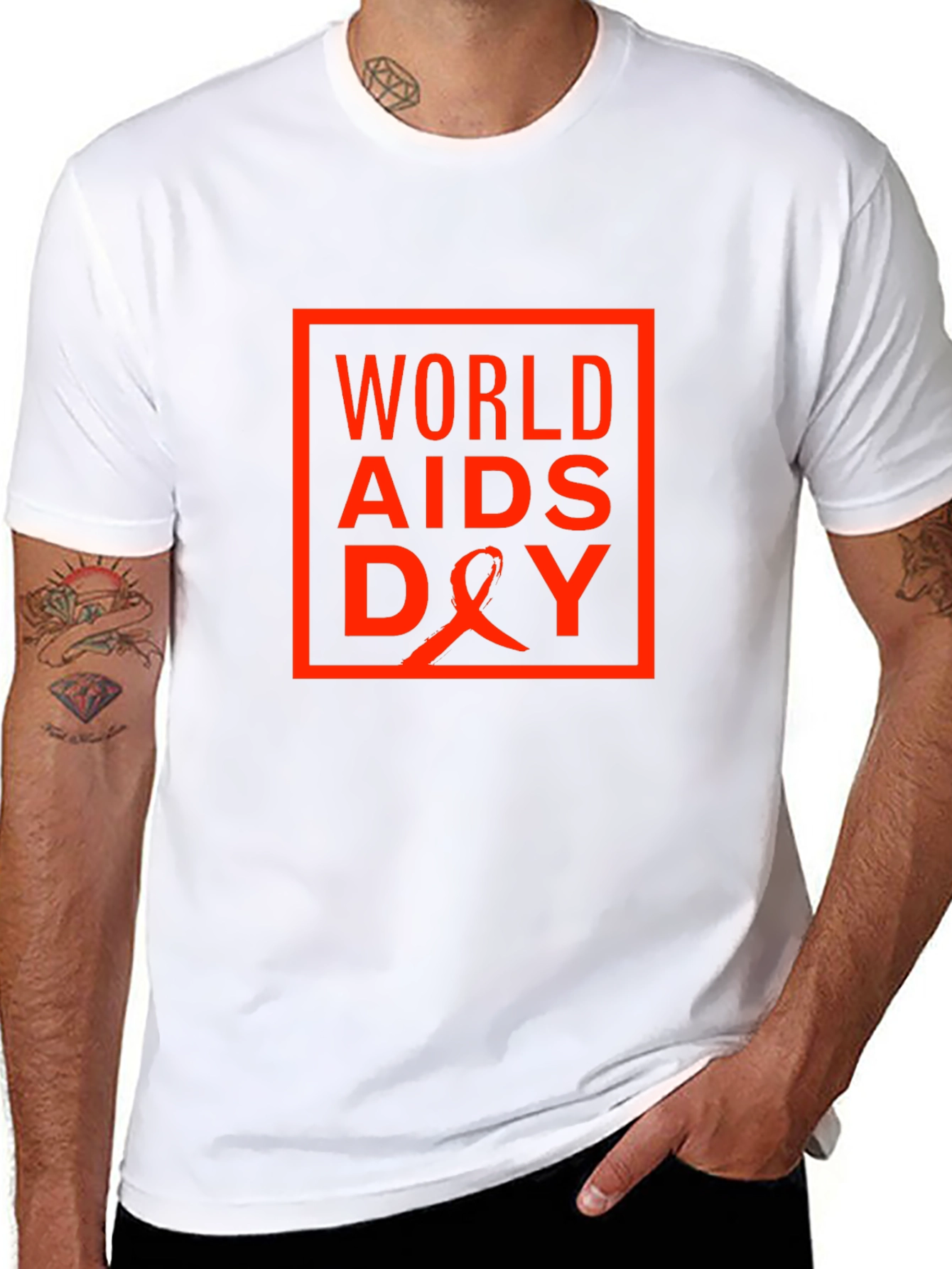 World Aids Day T-Shirt - Black Cotton Blend