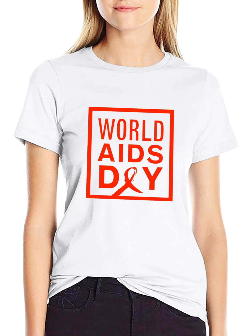 World Aids Day T-Shirt - Black Cotton Blend