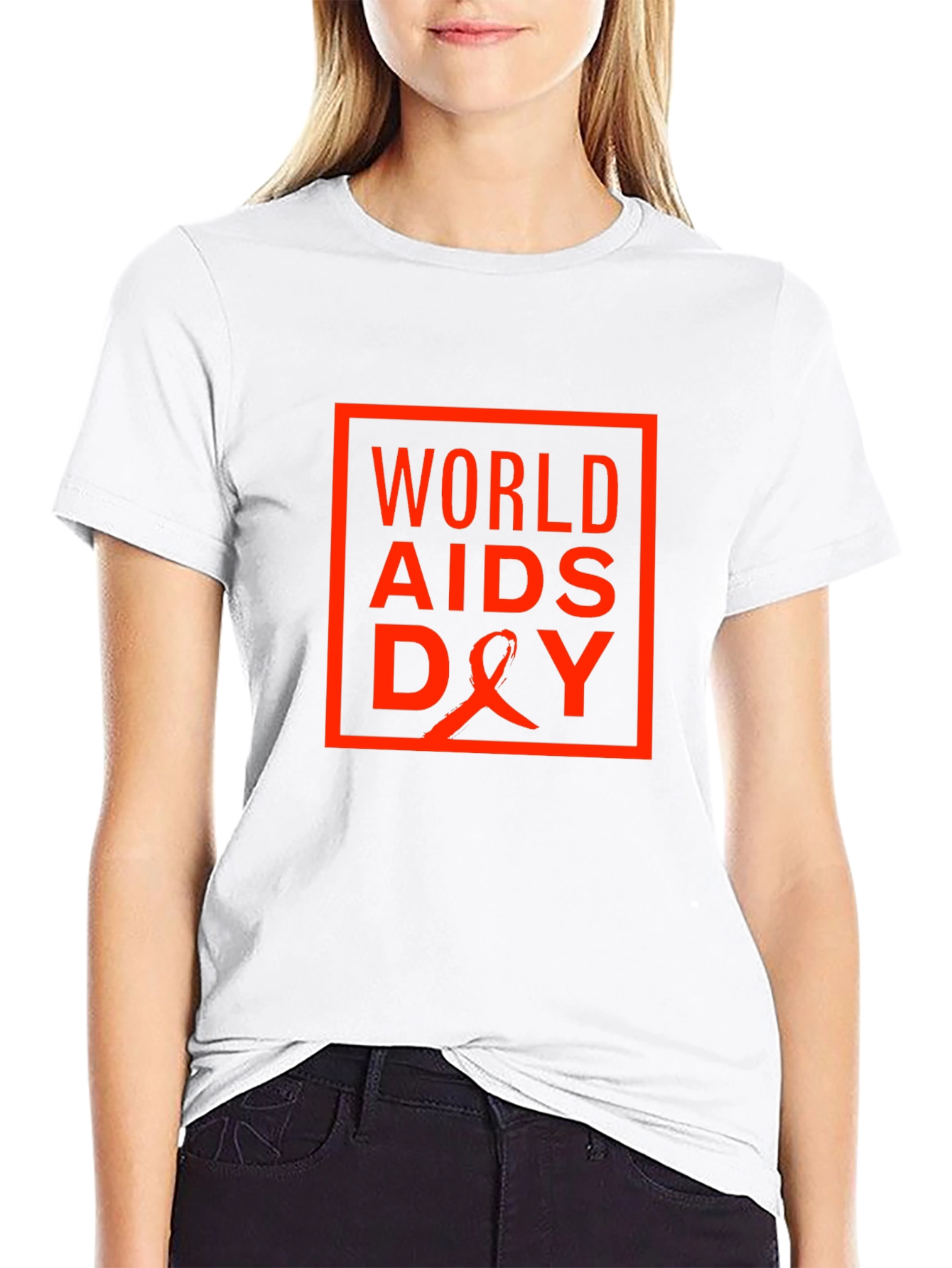 World Aids Day T-Shirt - Black Cotton Blend
