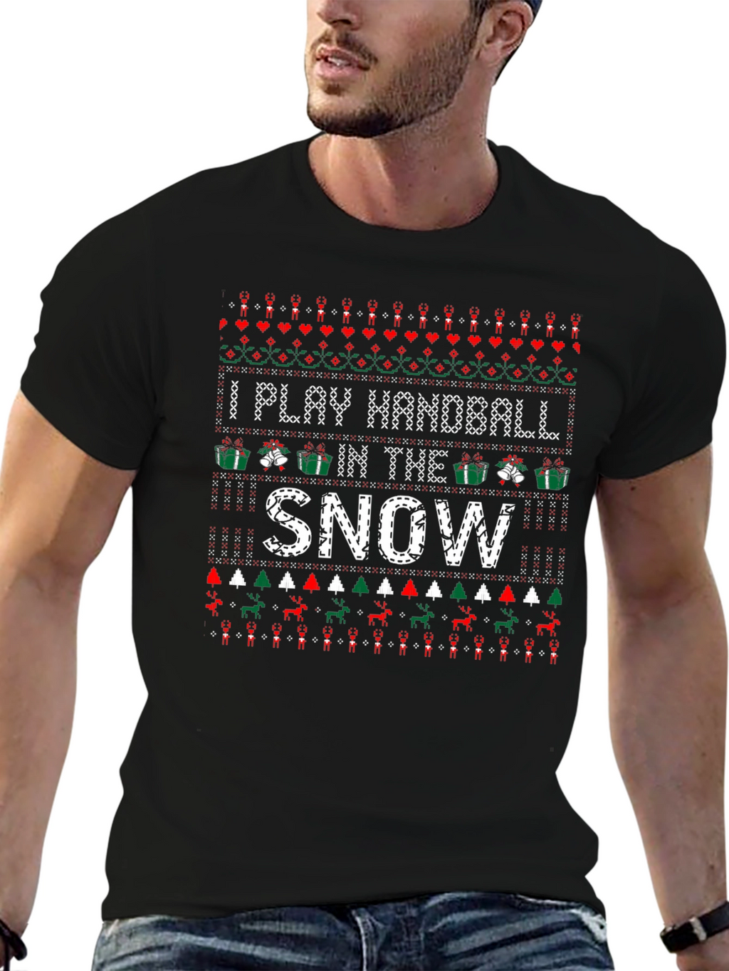 I Play Handball in the Snow Ugly Christmas T-Shirt