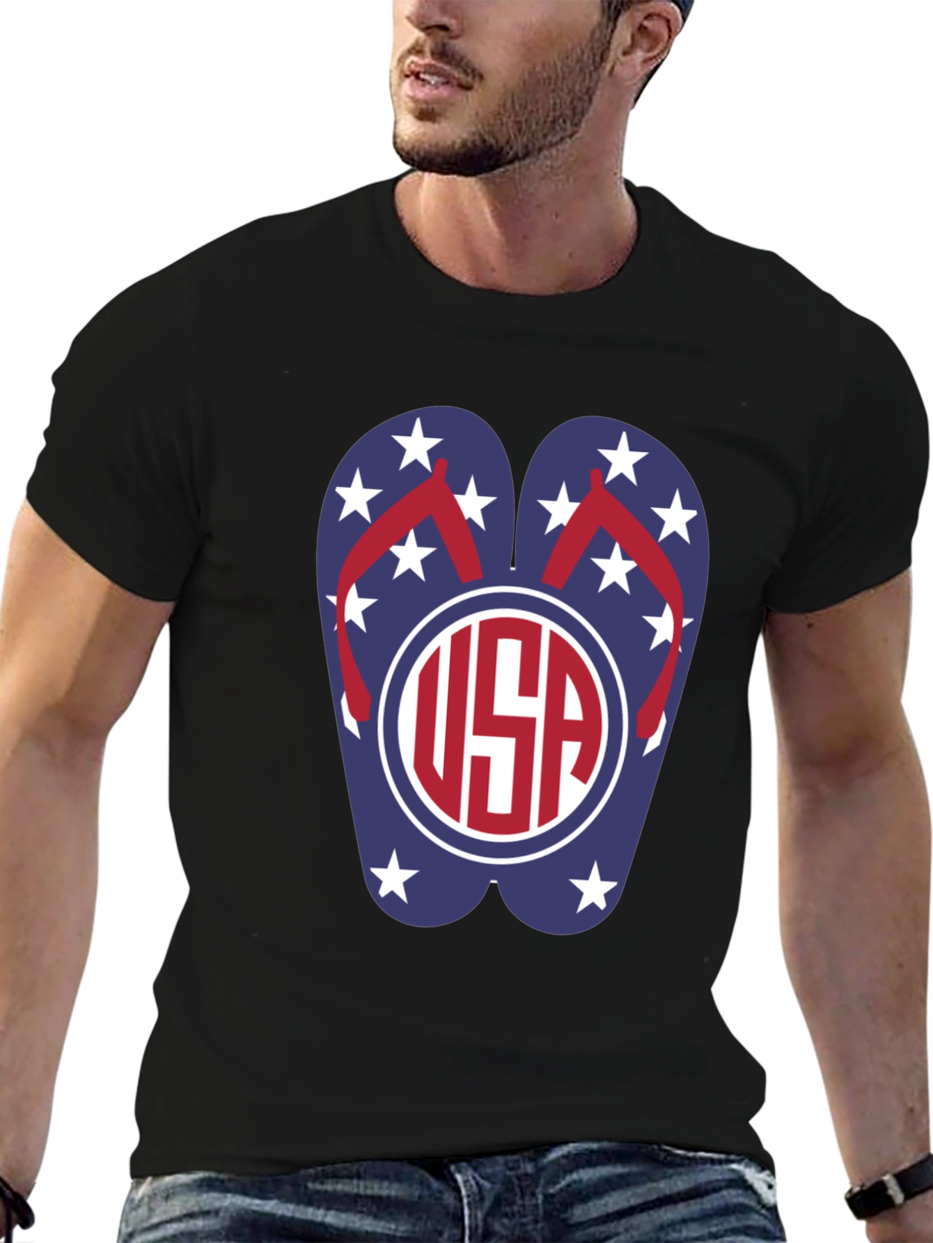 USA Flip Flop Graphic T-Shirt - Patriotic Summer Wear