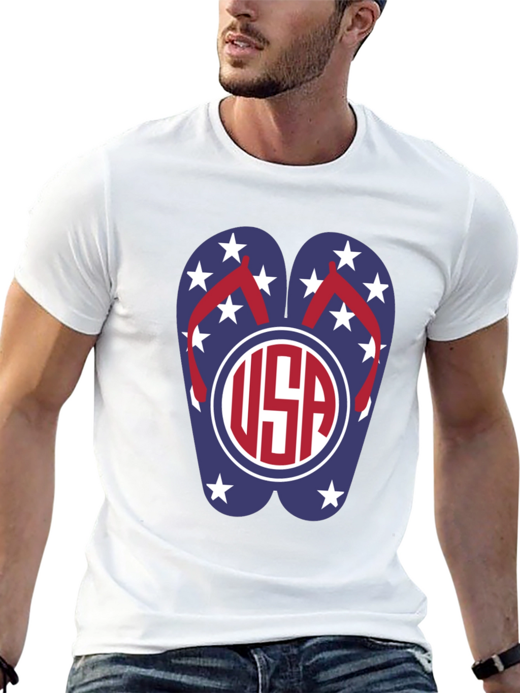 USA Flip Flop Graphic T-Shirt - Patriotic Summer Wear