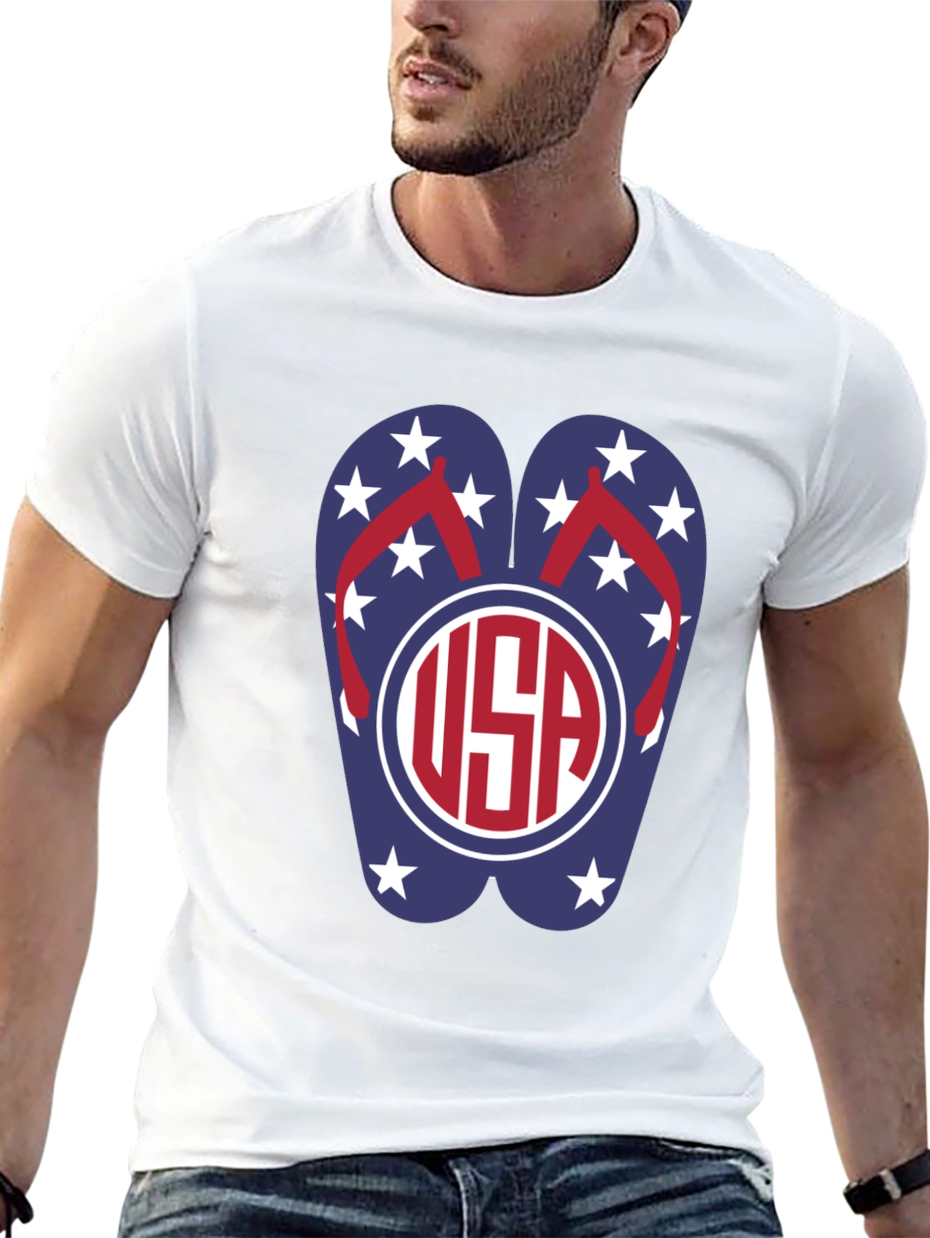 USA Flip Flop Graphic T-Shirt - Patriotic Summer Wear