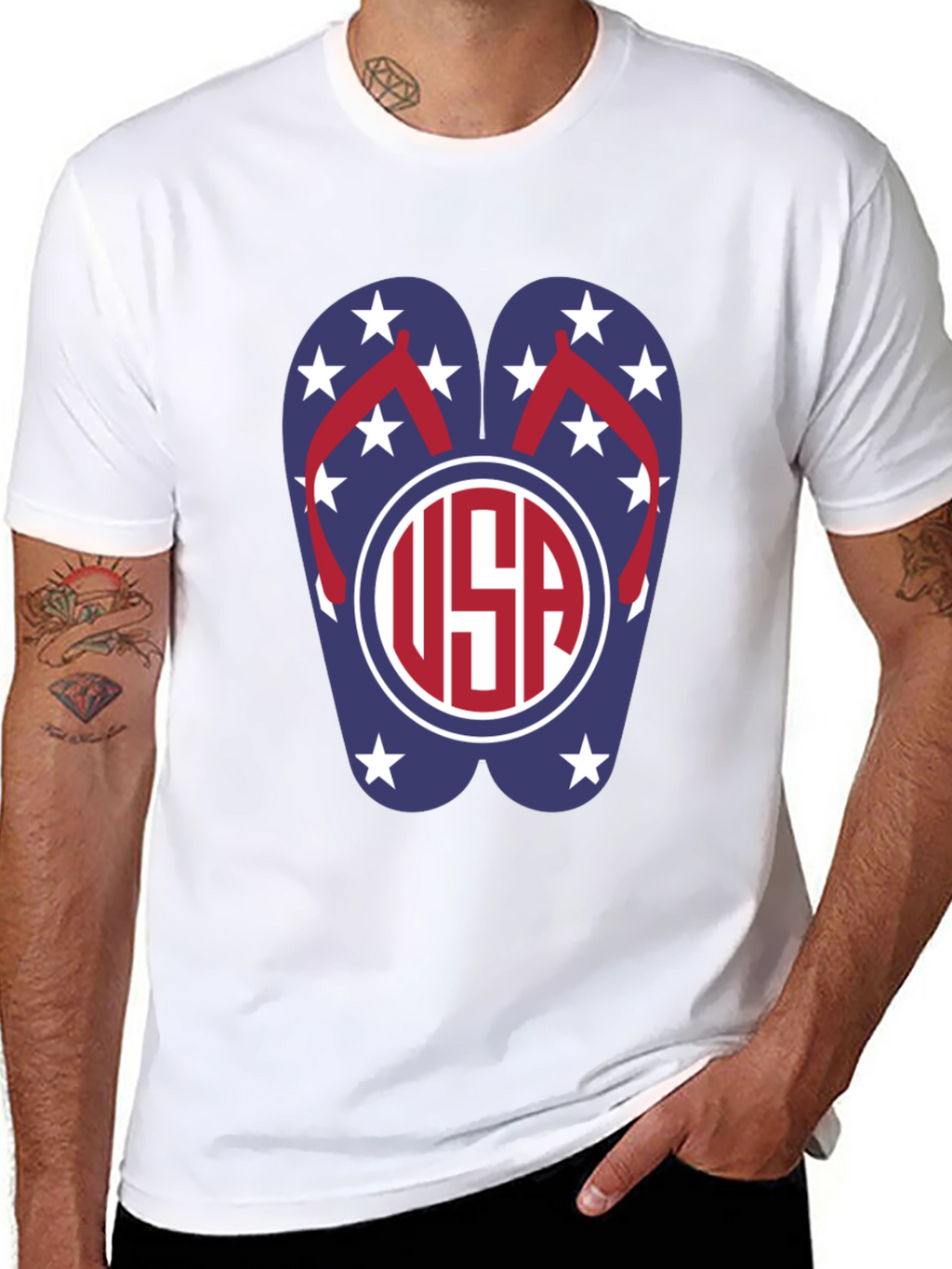 USA Flip Flop Graphic T-Shirt - Patriotic Summer Wear