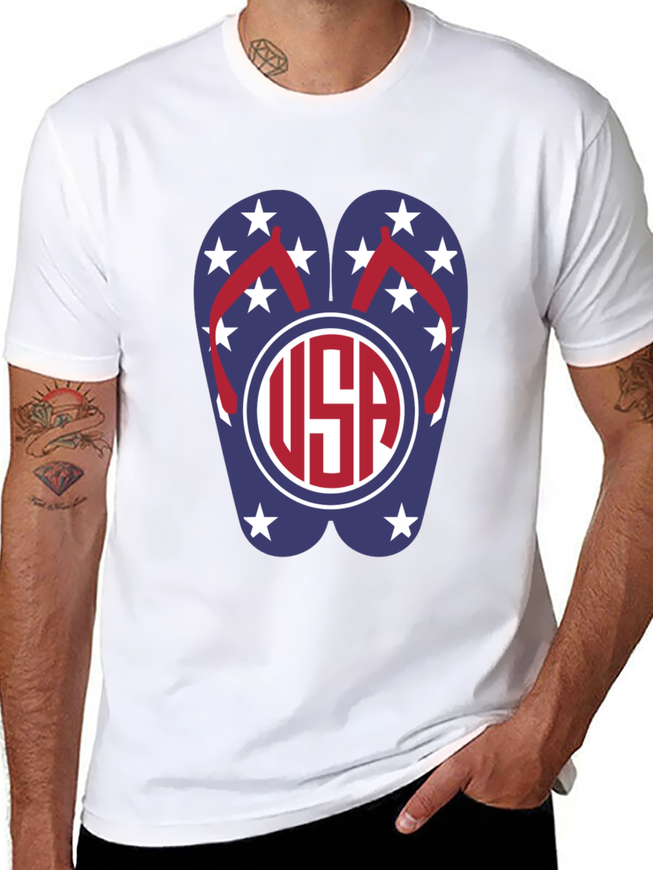 USA Flip Flop Graphic T-Shirt - Patriotic Summer Wear