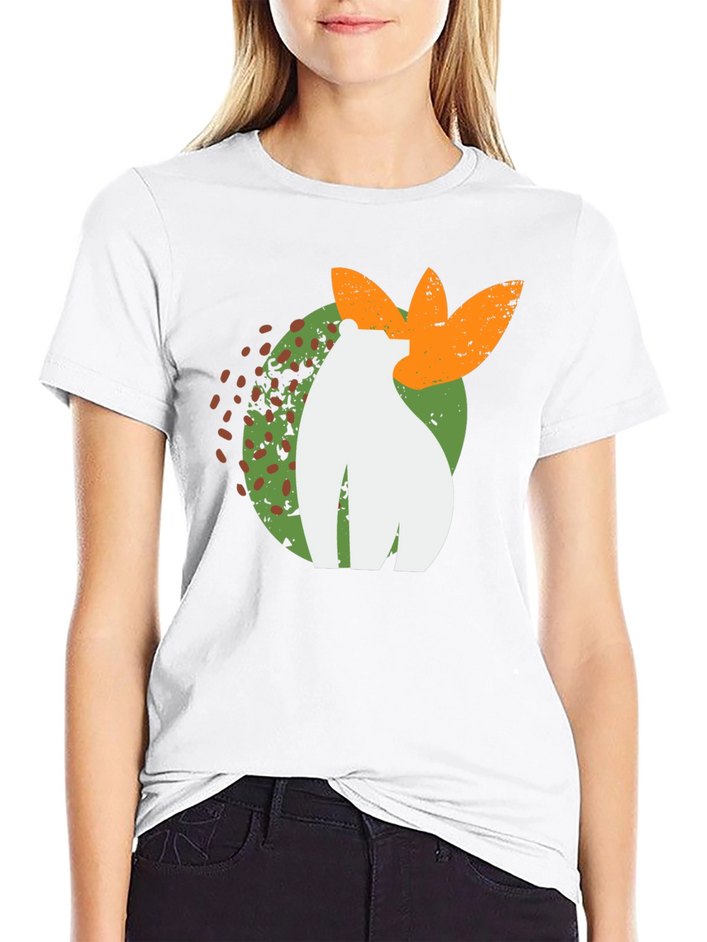 Abstract Bear Graphic Tee - Black Cotton Blend