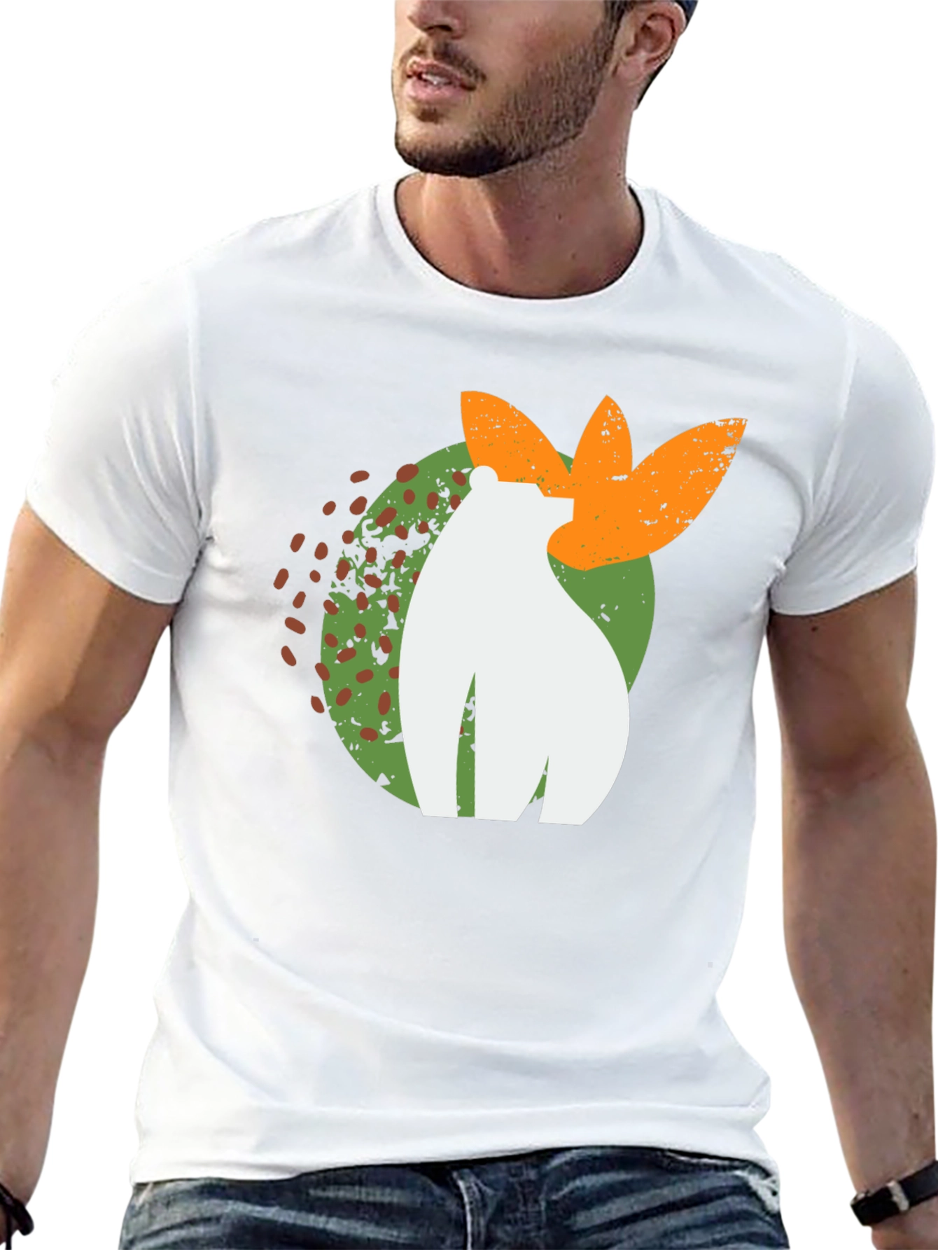 Abstract Bear Graphic Tee - Black Cotton Blend