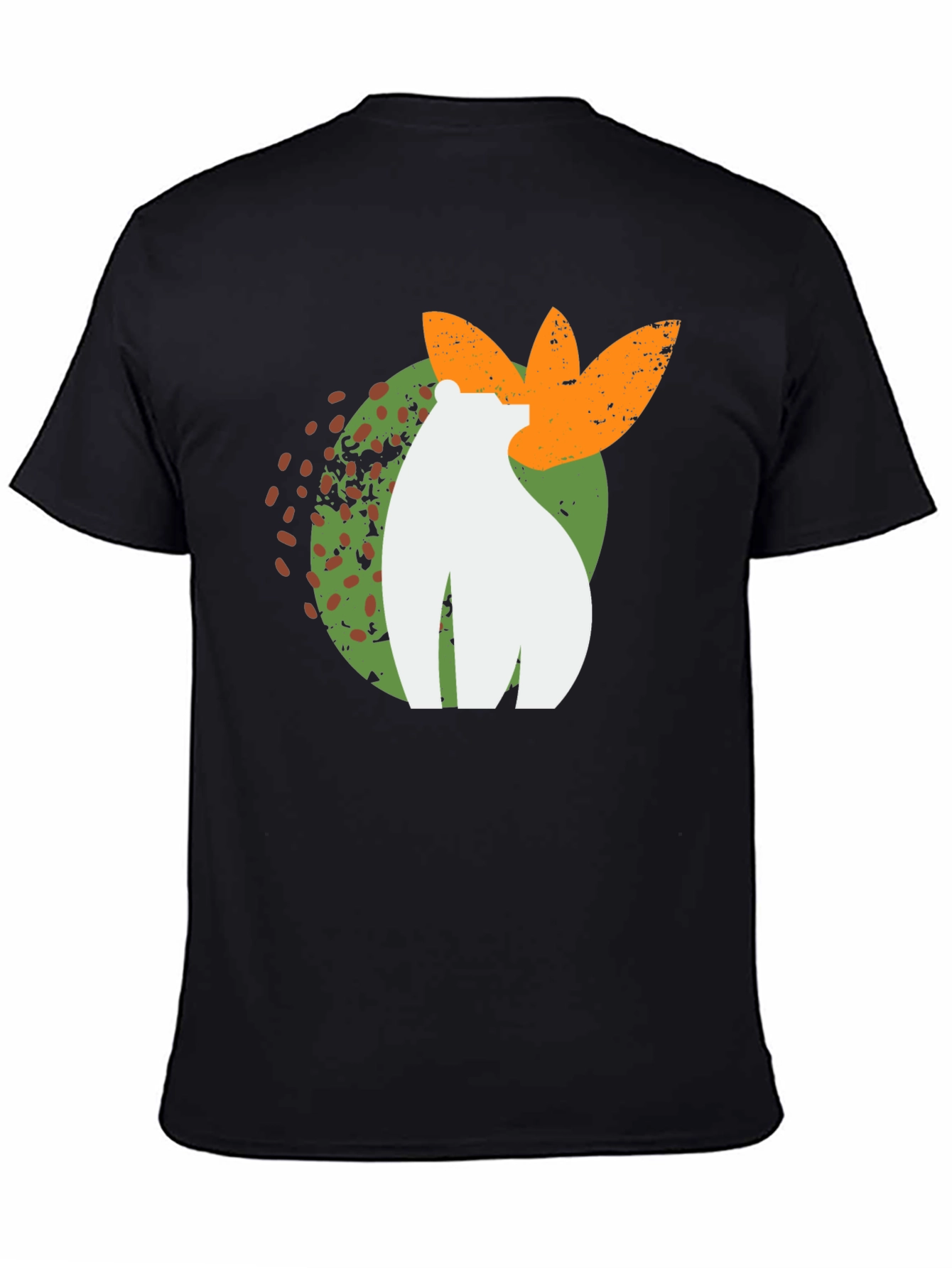 Abstract Bear Graphic Tee - Black Cotton Blend