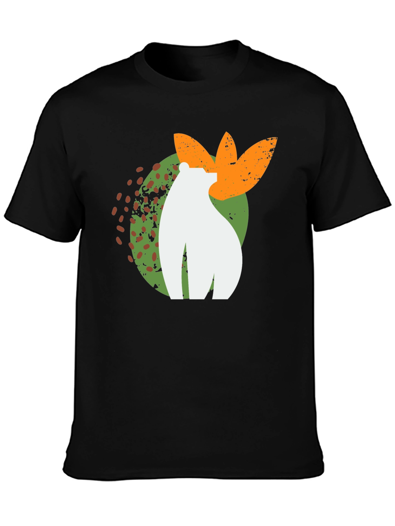 Abstract Bear Graphic Tee - Black Cotton Blend