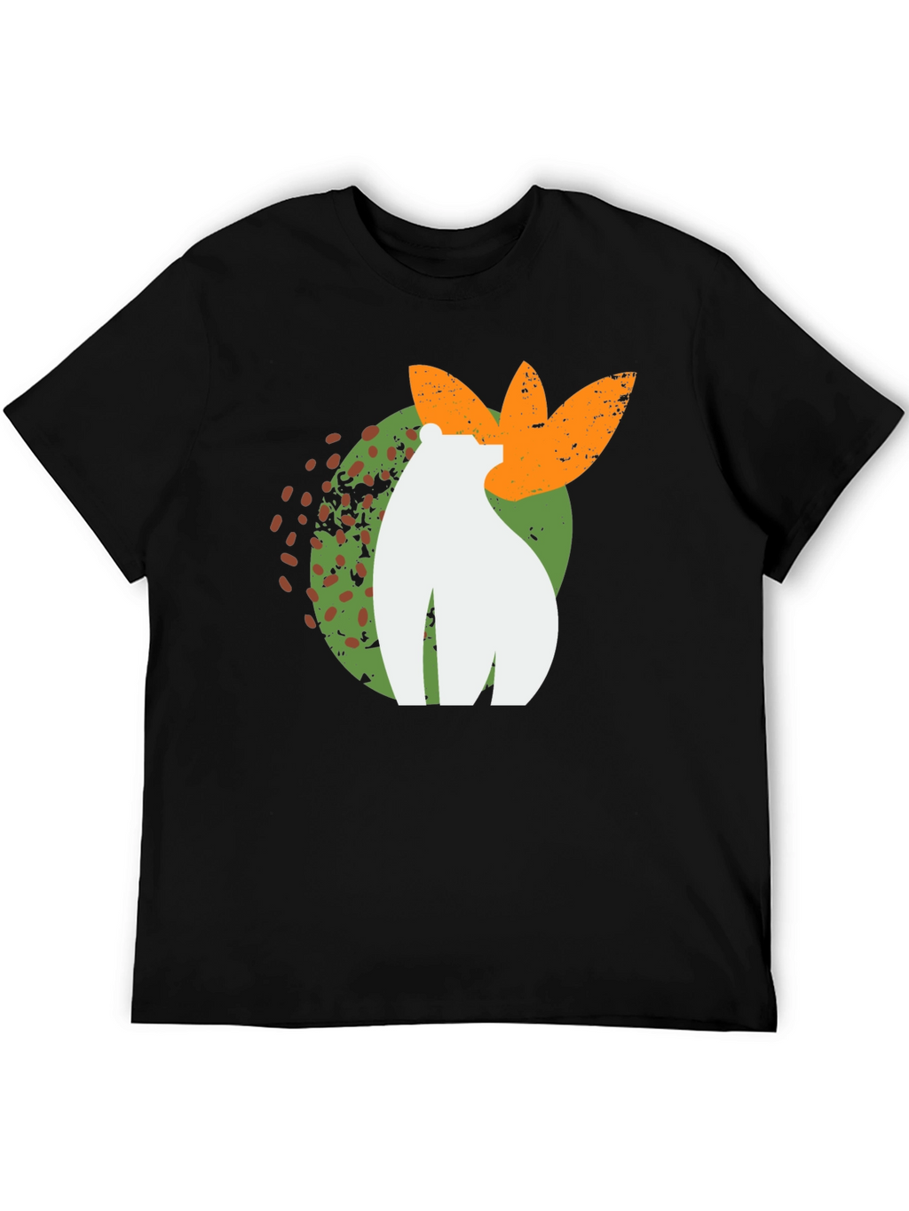 Abstract Bear Graphic Tee - Black Cotton Blend