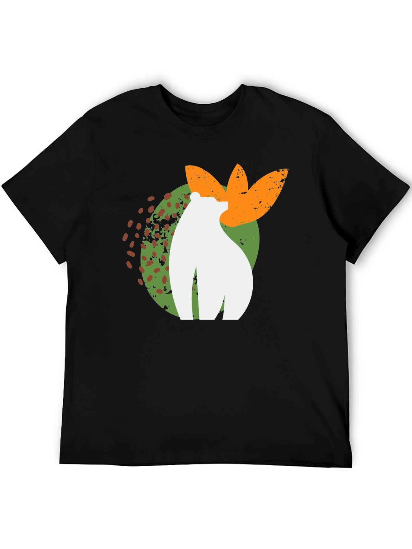 Abstract Bear Graphic Tee - Black Cotton Blend
