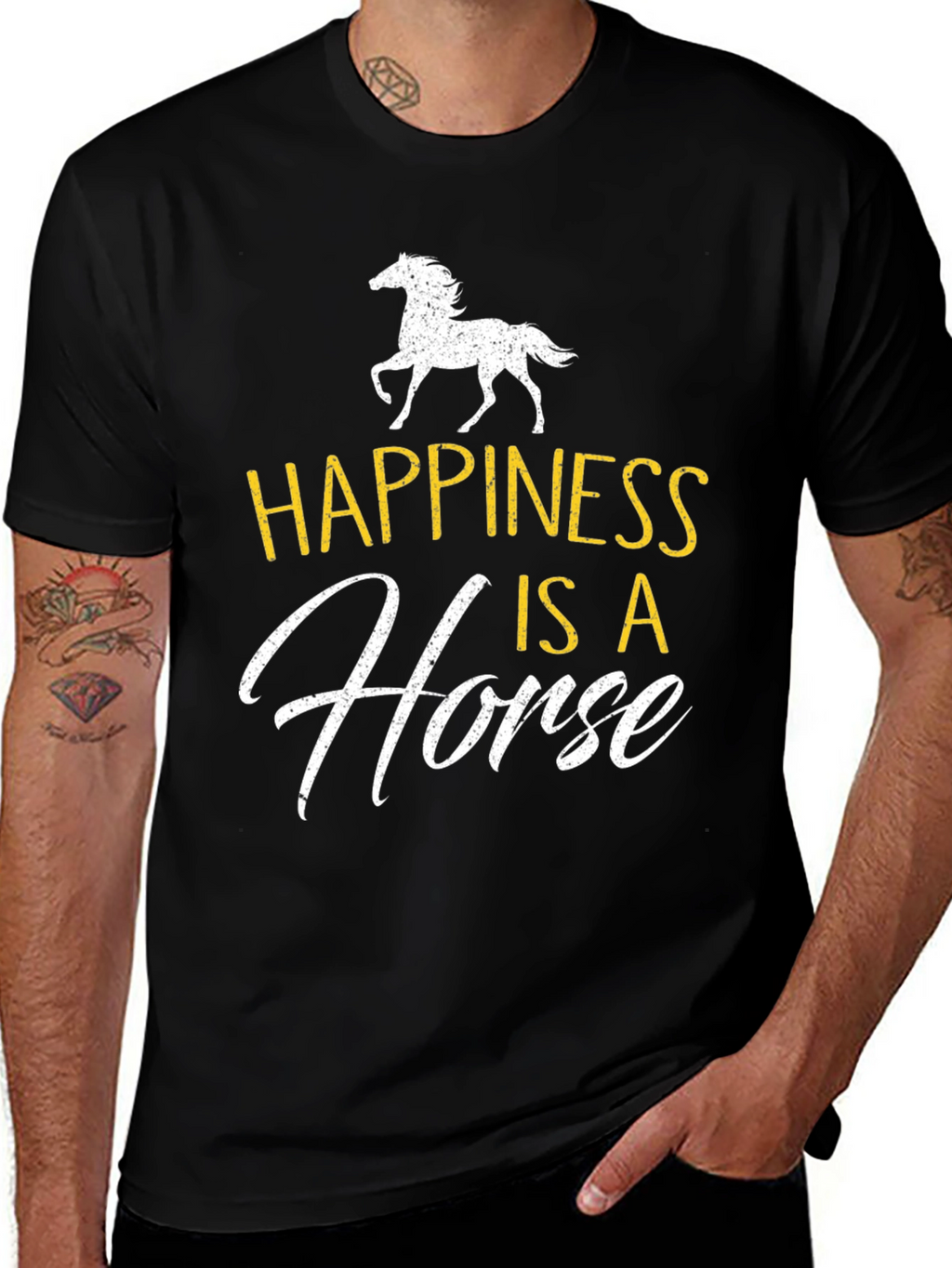 Happiness is a Horse Graphic Tee - Black