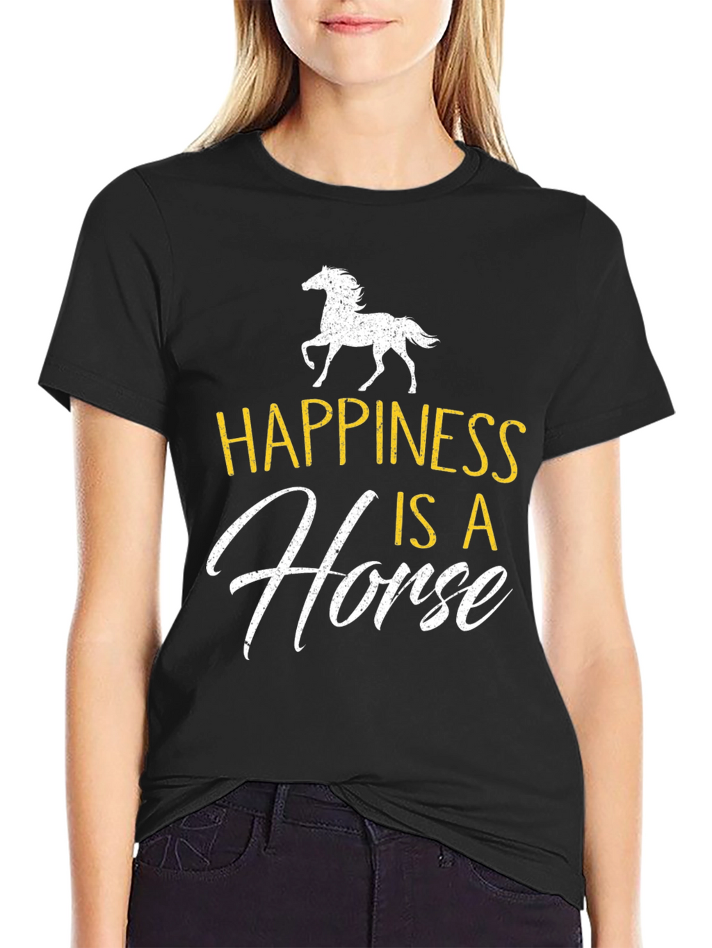 Happiness is a Horse Graphic Tee - Black