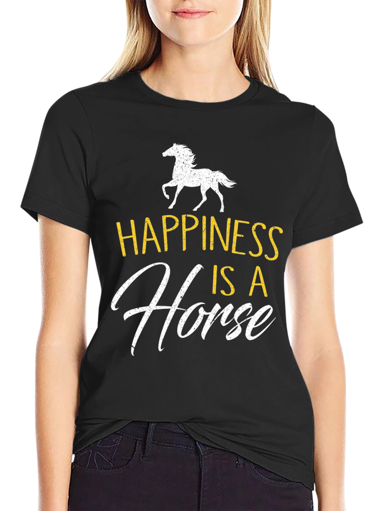 Happiness is a Horse Graphic Tee - Black