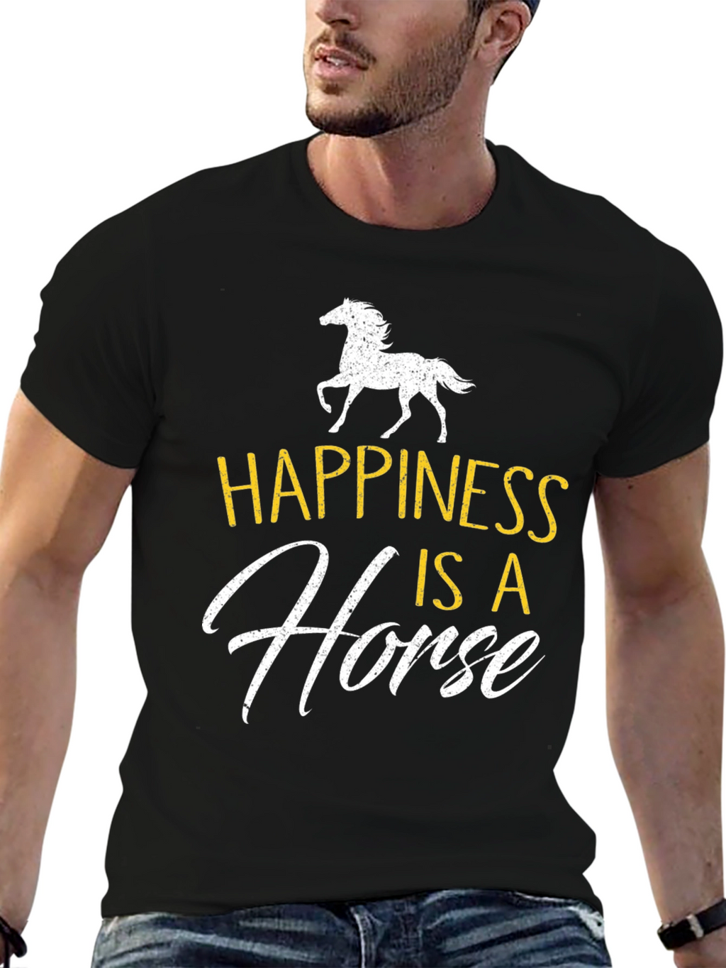 Happiness is a Horse Graphic Tee - Black