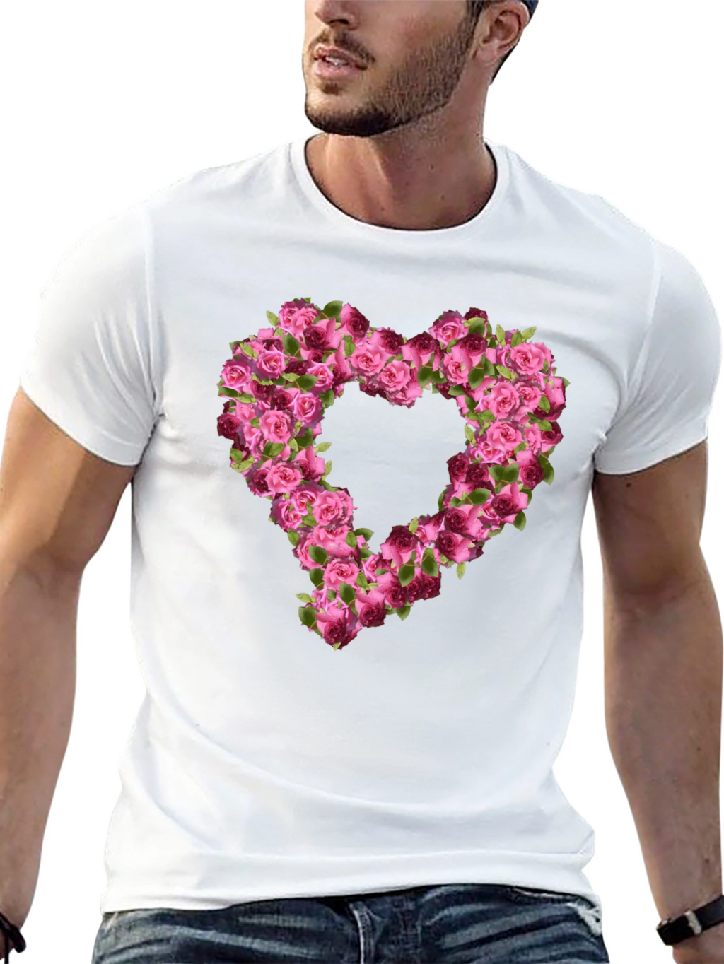 Floral Heart Graphic Tee - Black Unisex T-Shirt