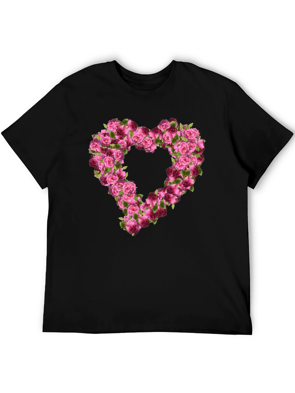 Floral Heart Graphic Tee - Black Unisex T-Shirt