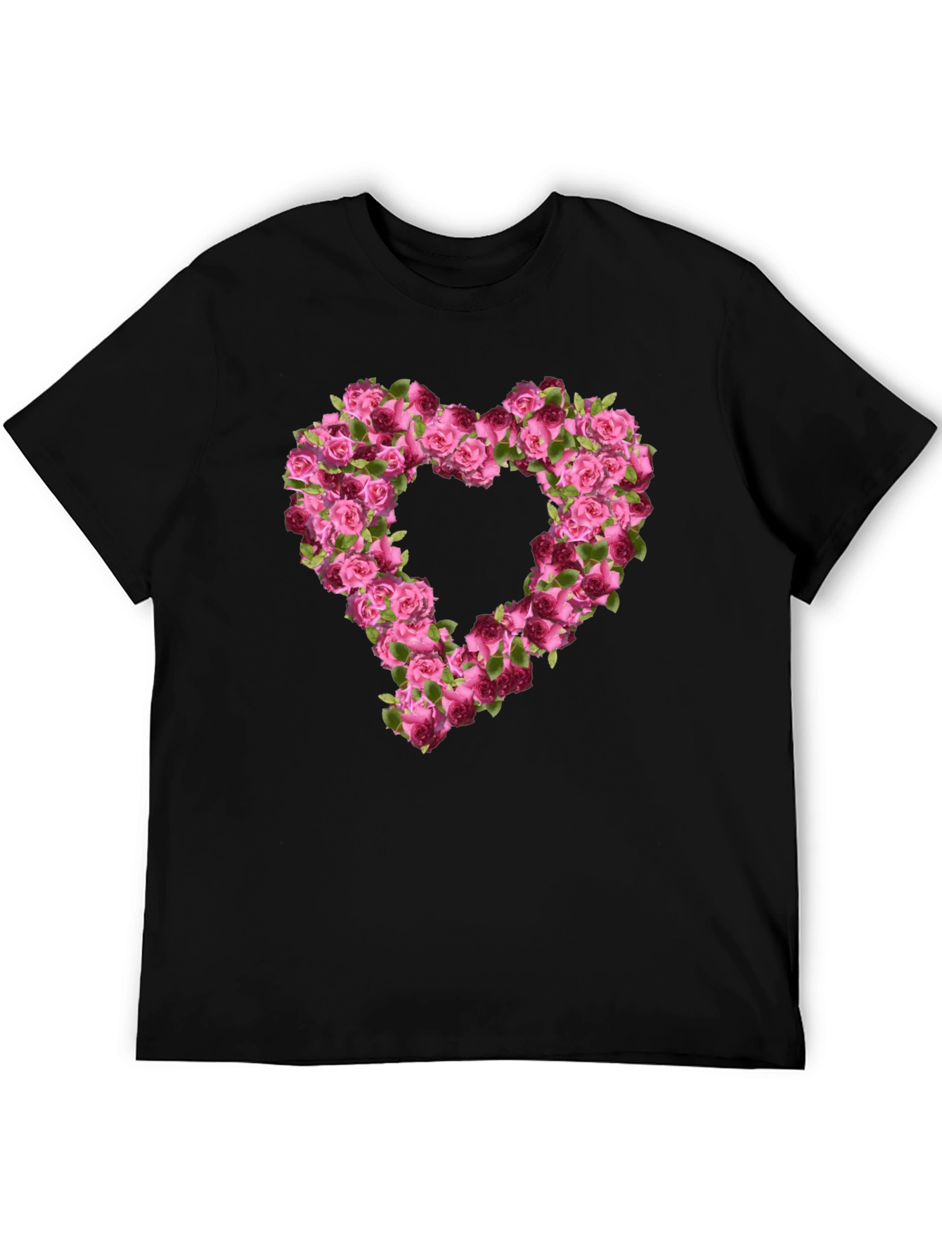 Floral Heart Graphic Tee - Black Unisex T-Shirt