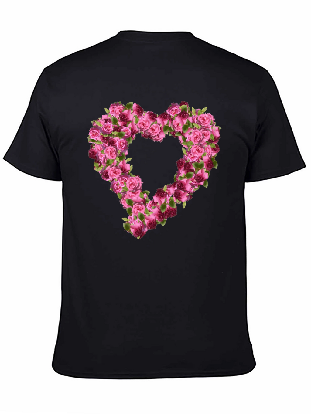 Floral Heart Graphic Tee - Black Unisex T-Shirt