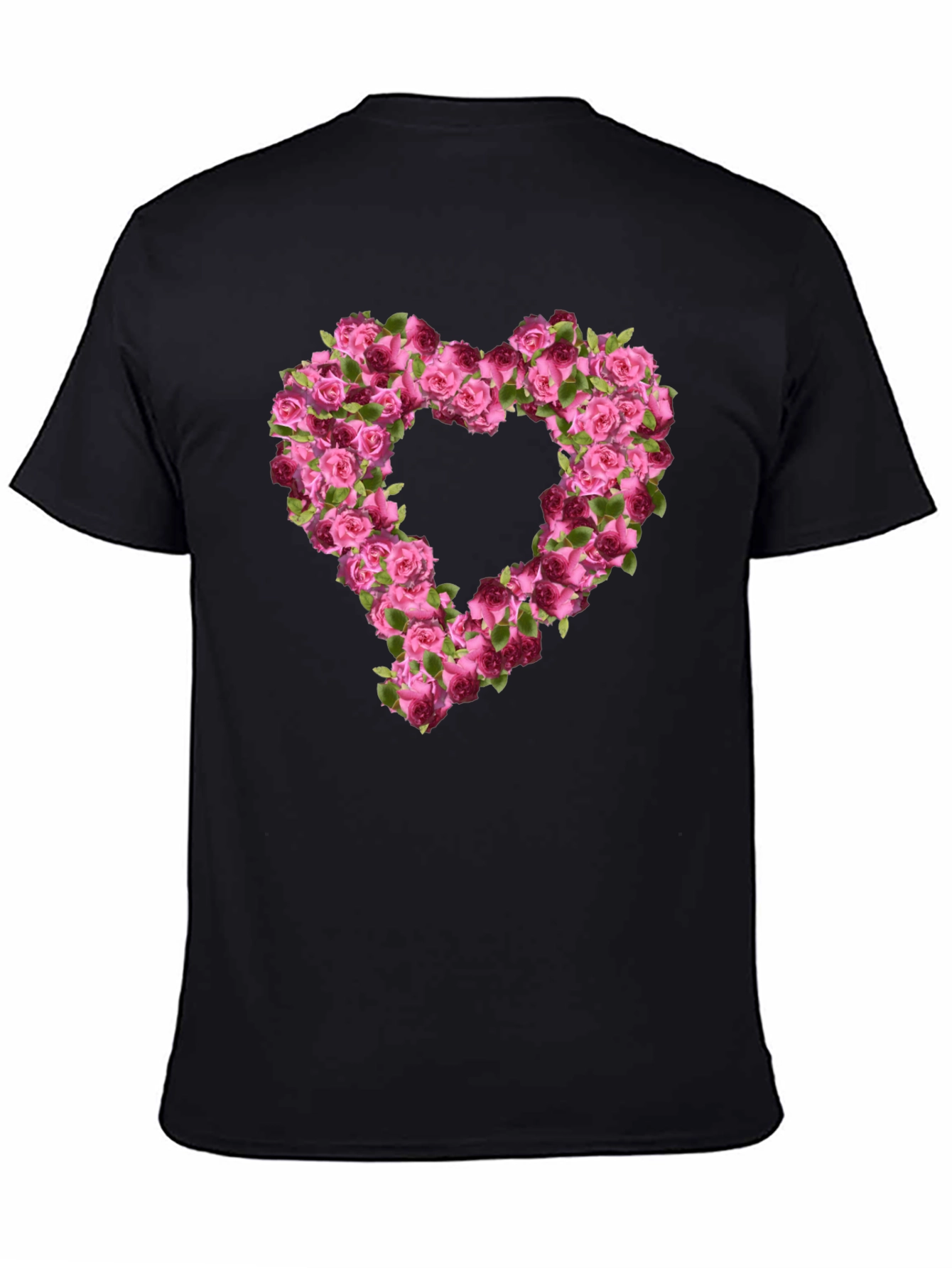 Floral Heart Graphic Tee - Black Unisex T-Shirt
