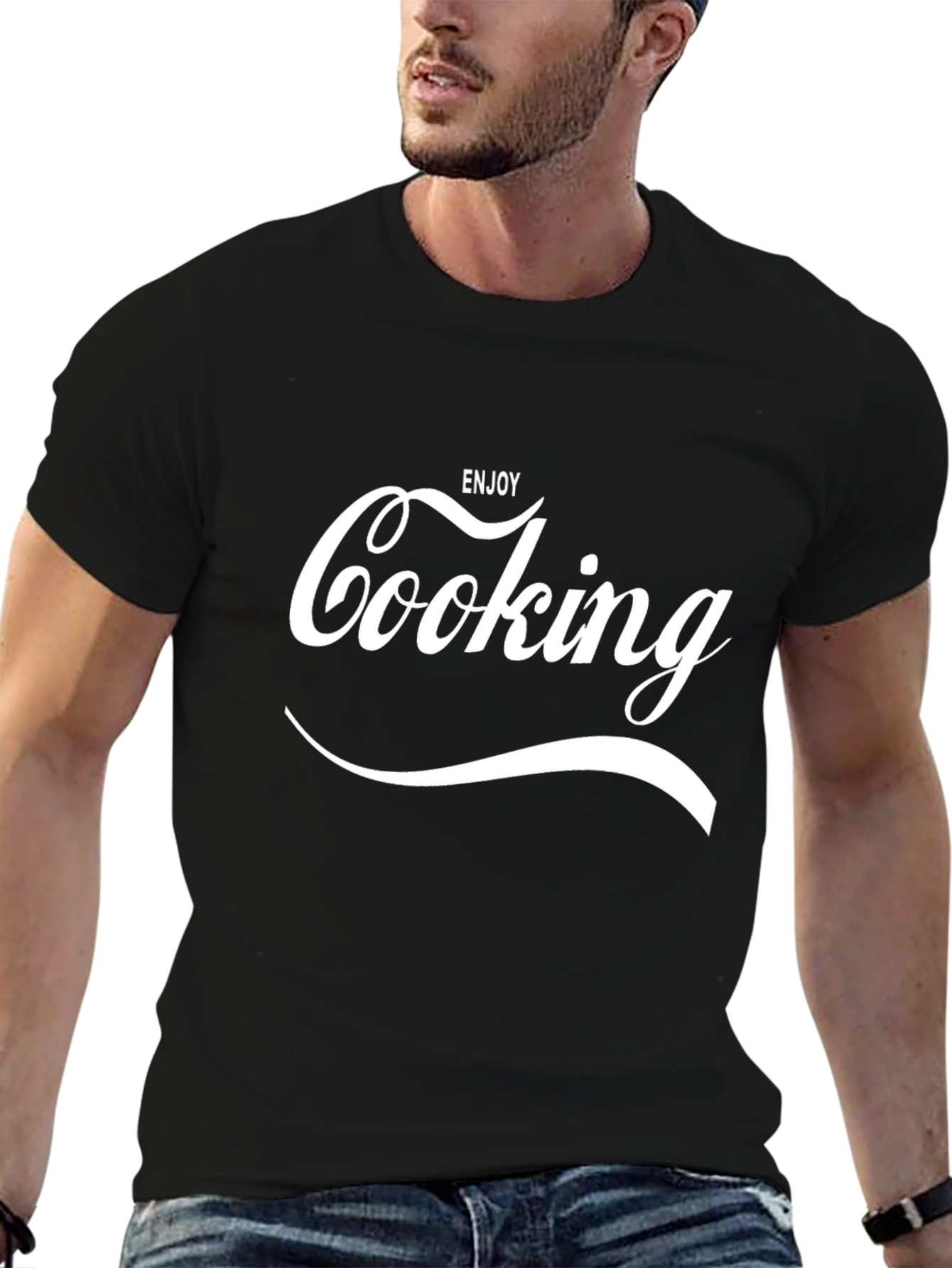 Enjoy Cooking Black Graphic T-Shirt