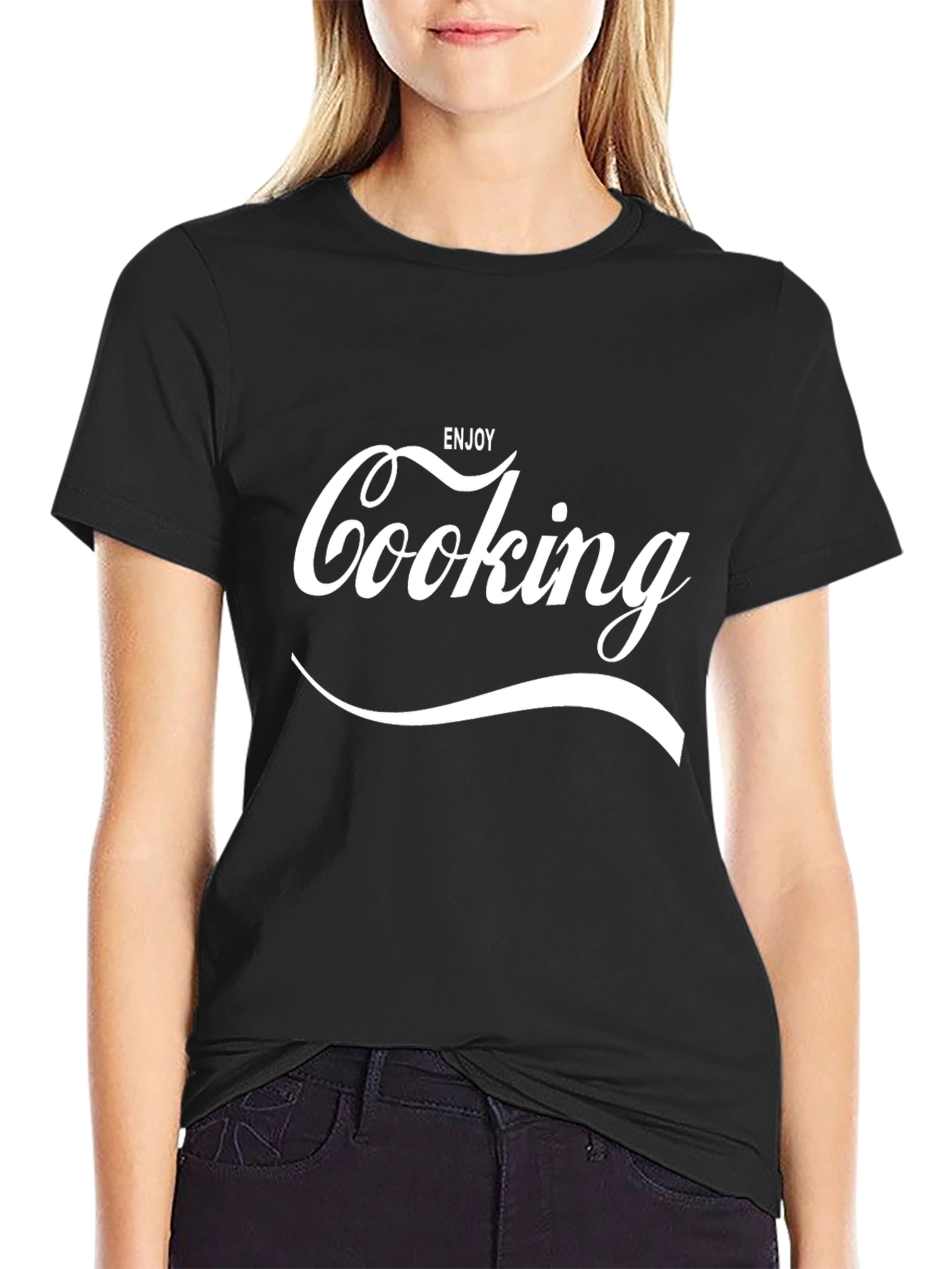Enjoy Cooking Black Graphic T-Shirt