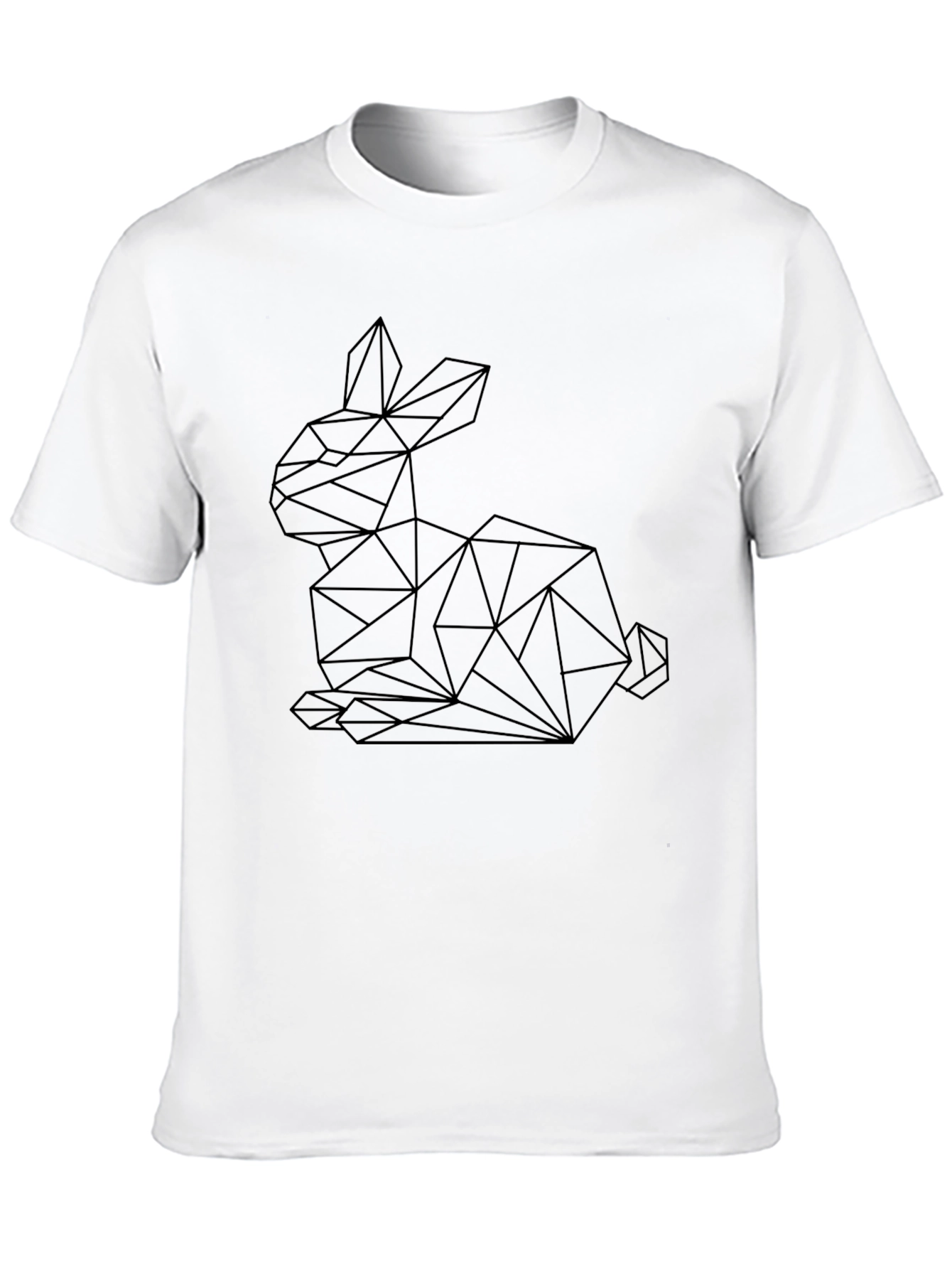 Geometric Rabbit Graphic Tee - Stylish Black T-Shirt