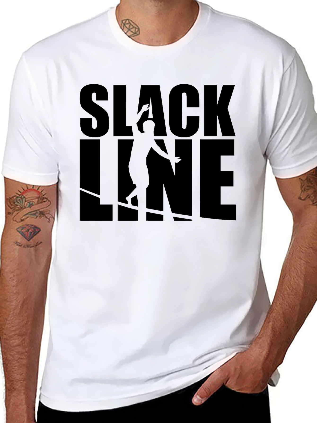 Slackline Graphic Tee - Black Cotton T-Shirt