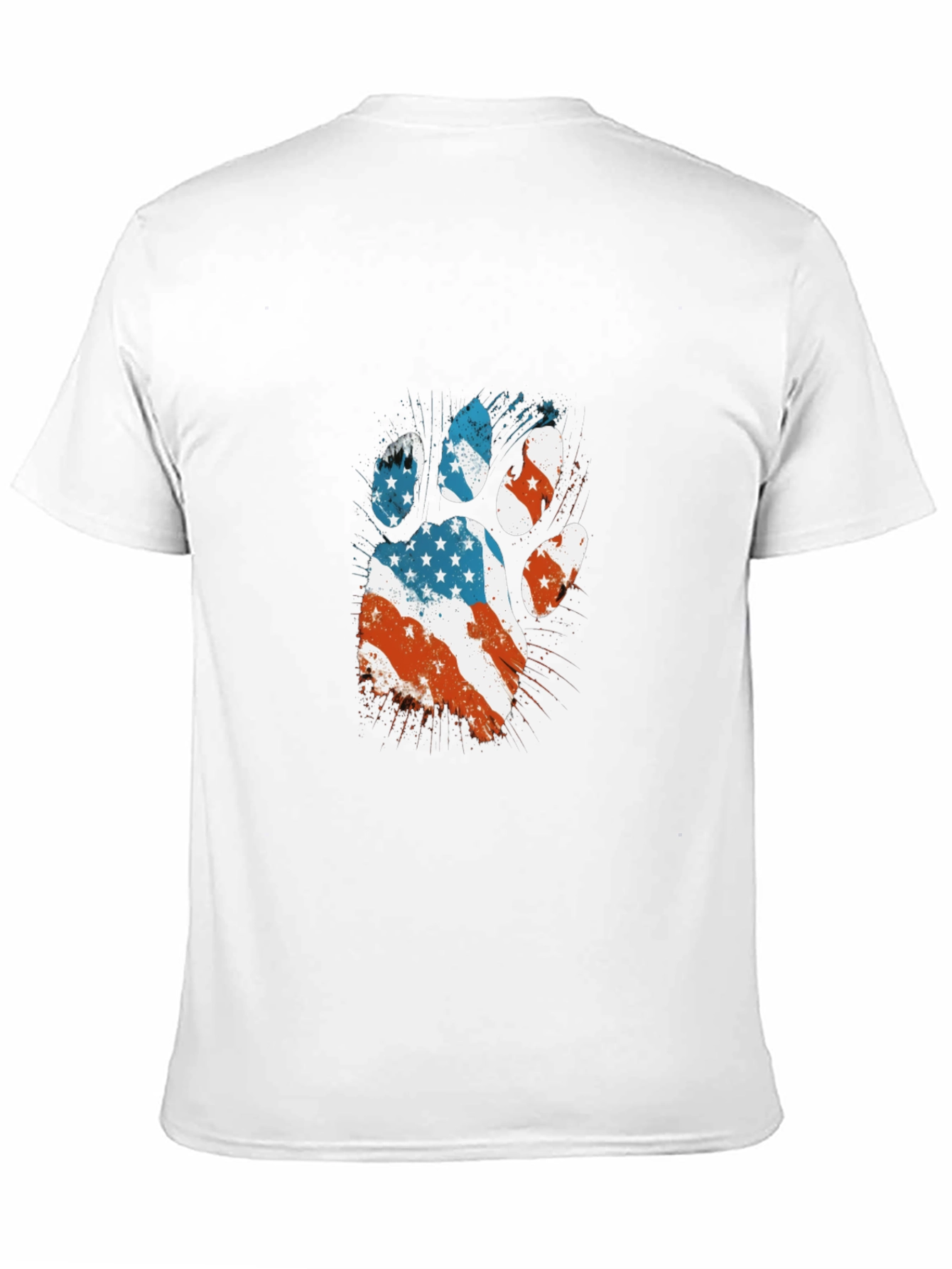 Patriotic Paw Print T-Shirt - USA Flag Design