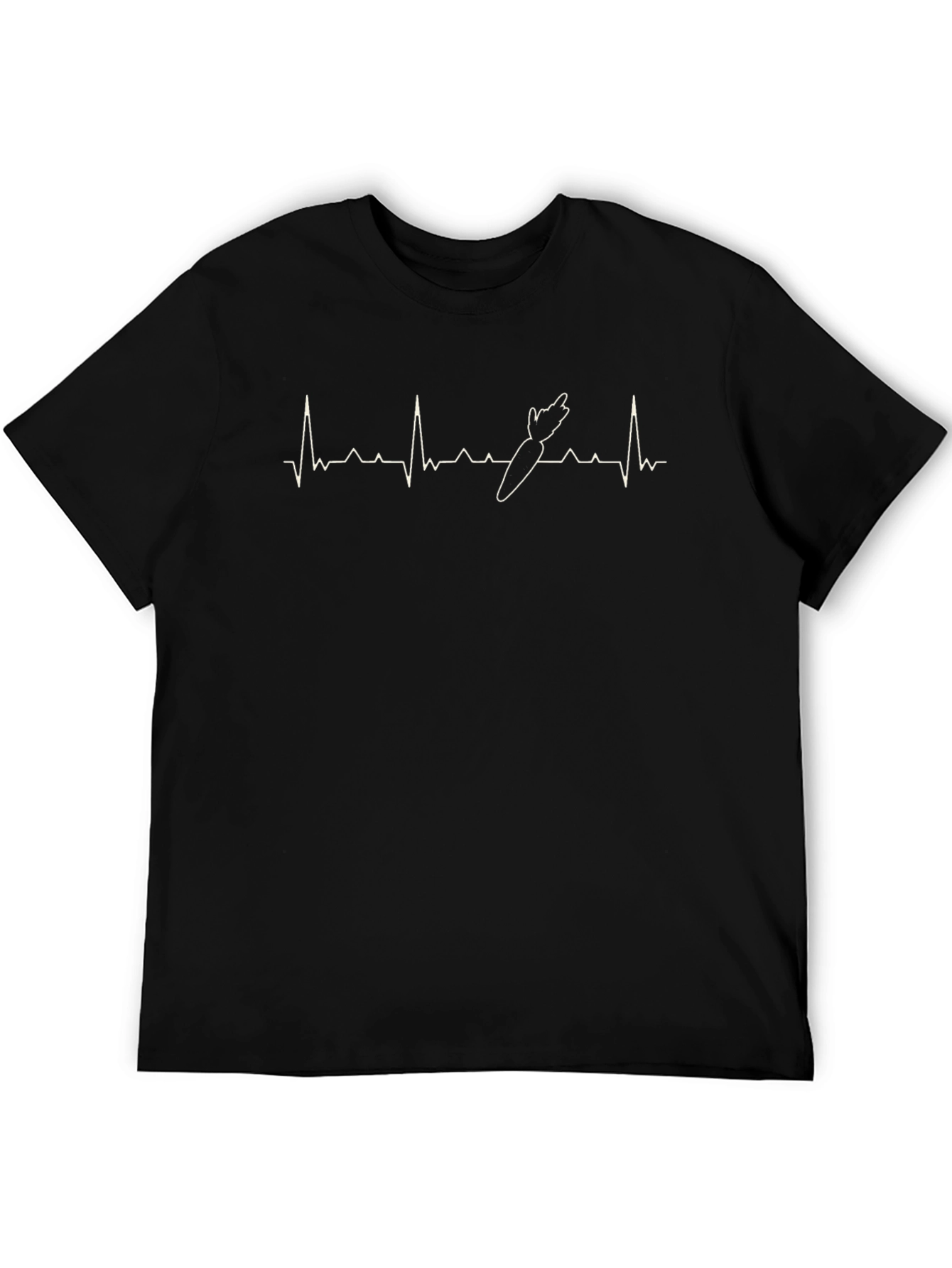 Carrot Heartbeat Graphic Tee - Black Cotton T-Shirt