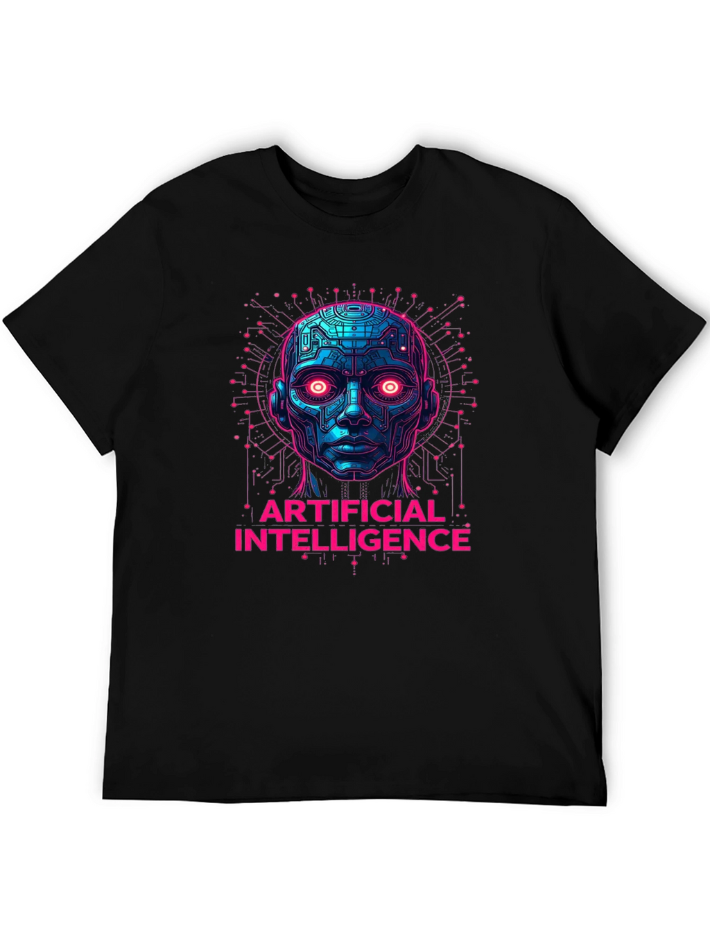 AI Robot Head Graphic Tee - Tech Enthusiast Apparel
