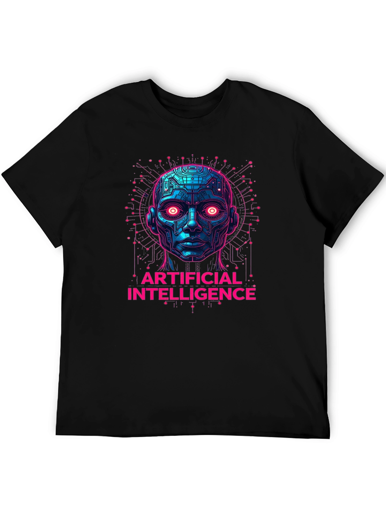 AI Robot Head Graphic Tee - Tech Enthusiast Apparel