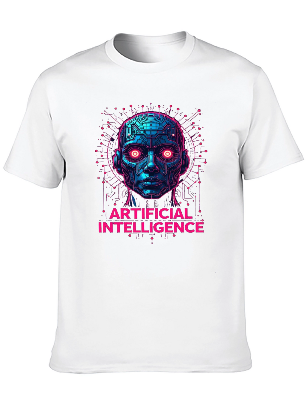 AI Robot Head Graphic Tee - Tech Enthusiast Apparel