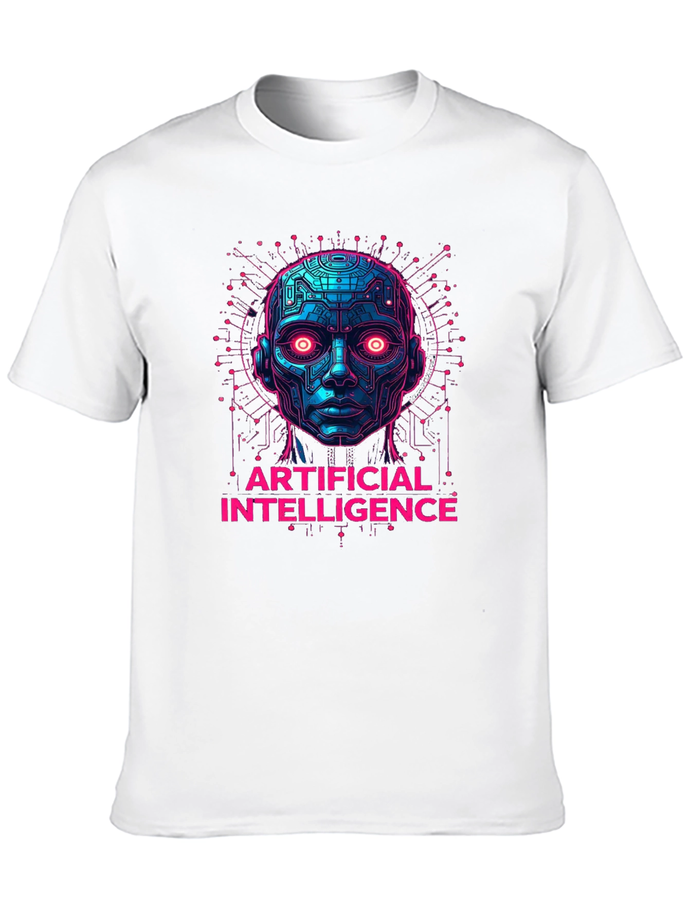 AI Robot Head Graphic Tee - Tech Enthusiast Apparel