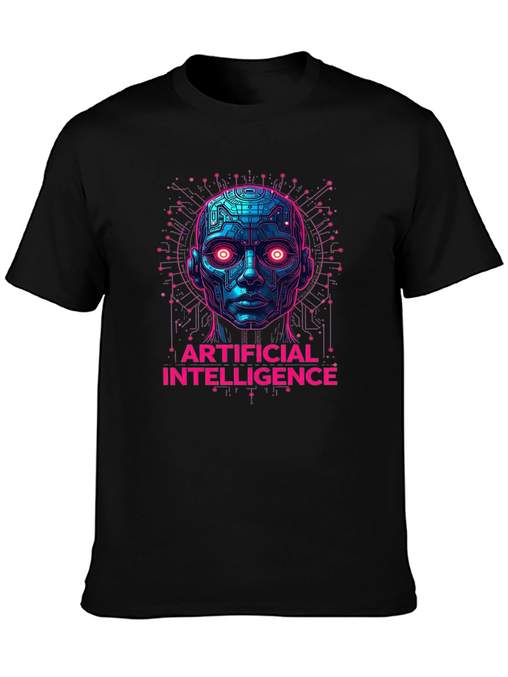 AI Robot Head Graphic Tee - Tech Enthusiast Apparel