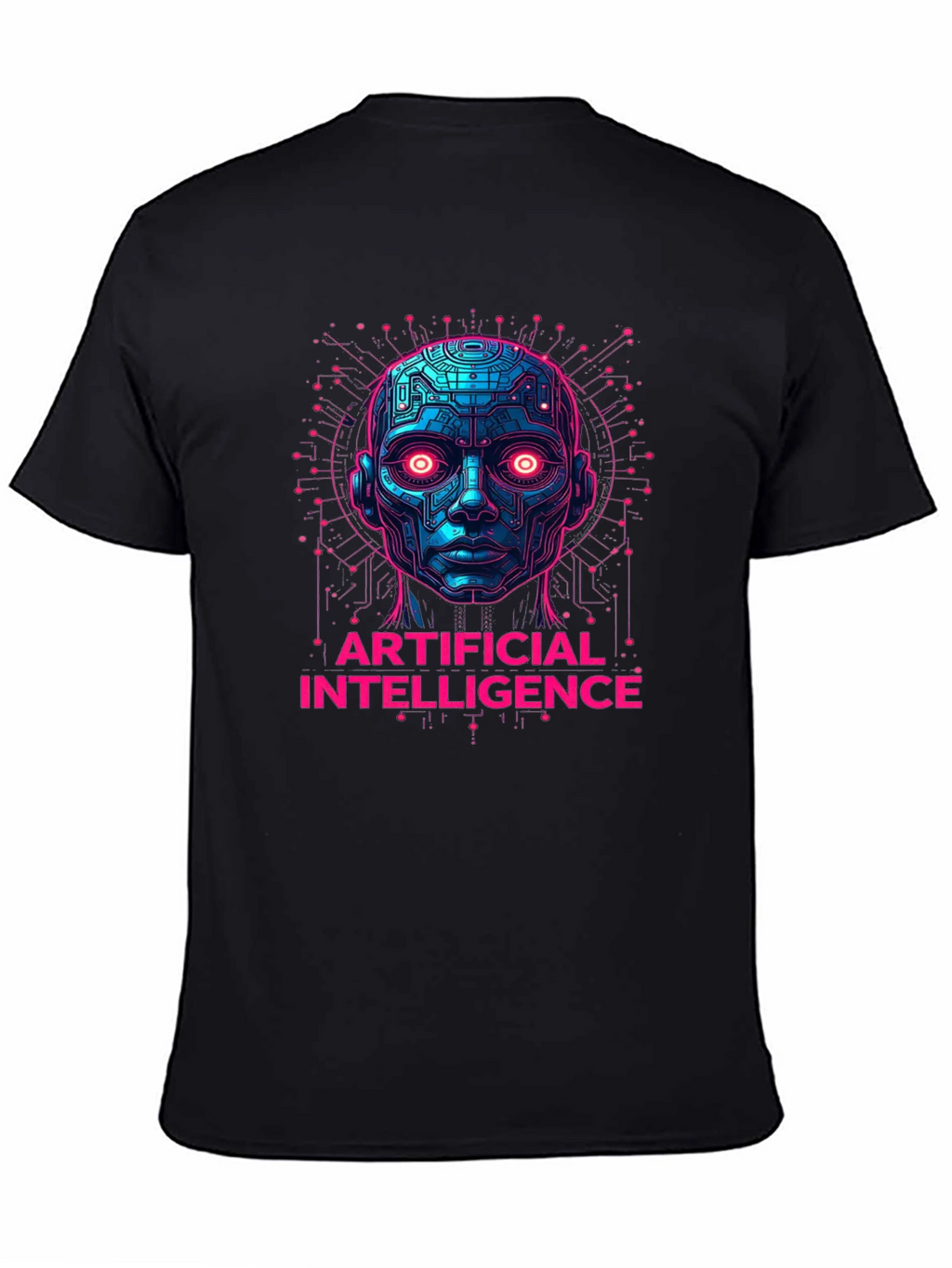 AI Robot Head Graphic Tee - Tech Enthusiast Apparel