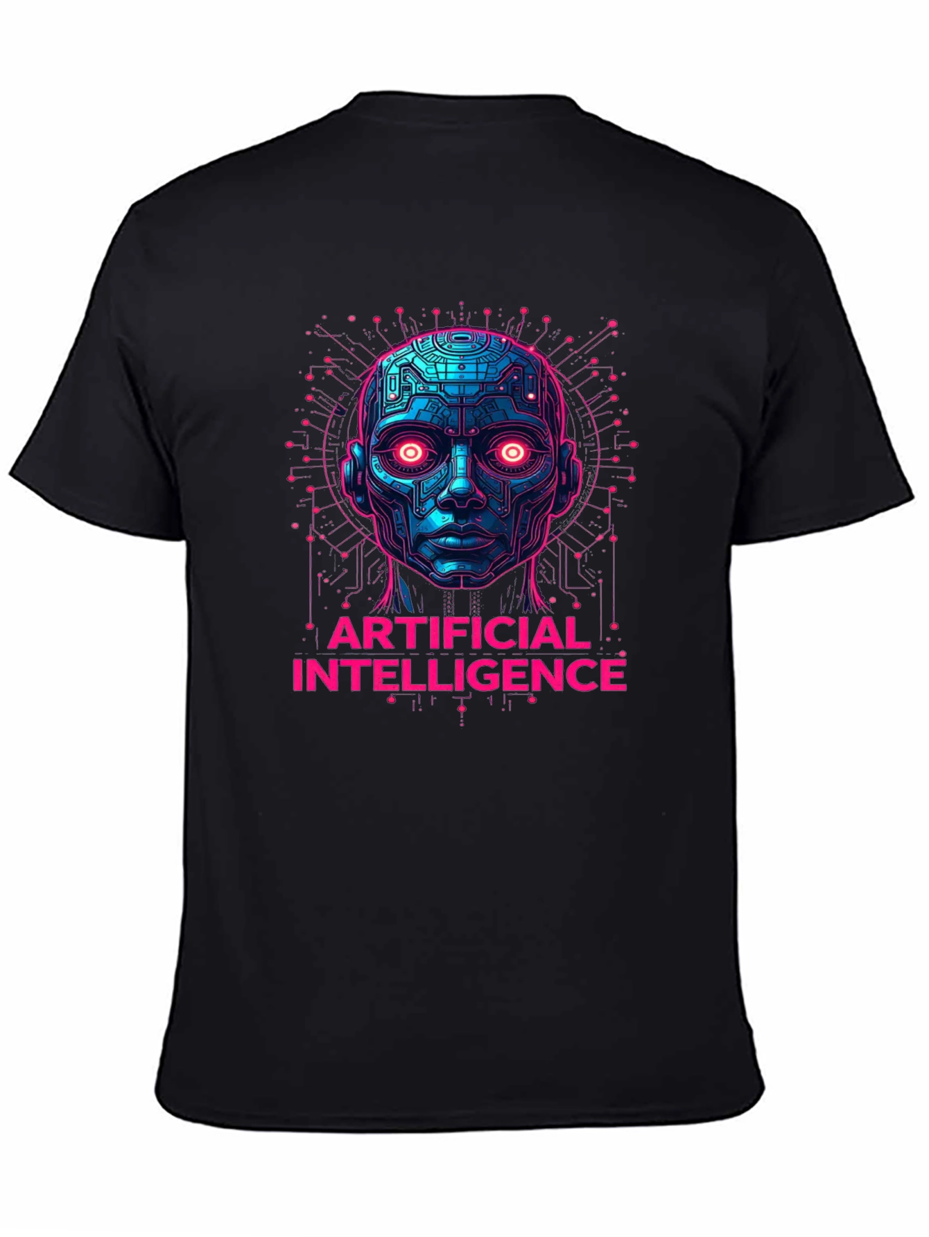 AI Robot Head Graphic Tee - Tech Enthusiast Apparel