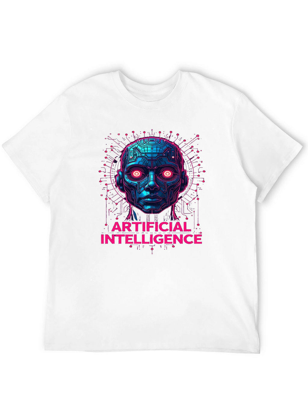 AI Robot Head Graphic Tee - Tech Enthusiast Apparel