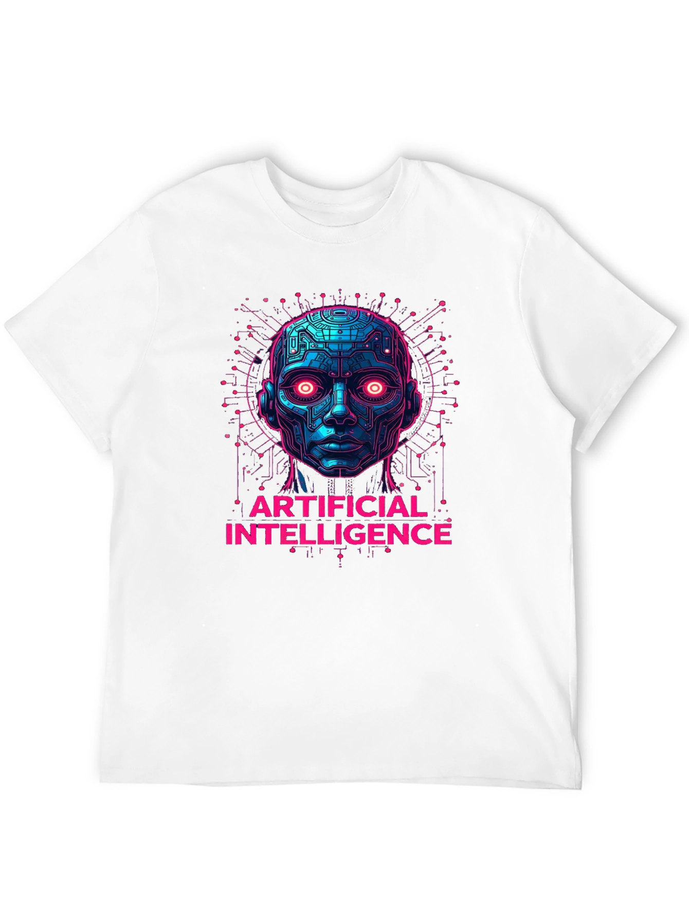 AI Robot Head Graphic Tee - Tech Enthusiast Apparel