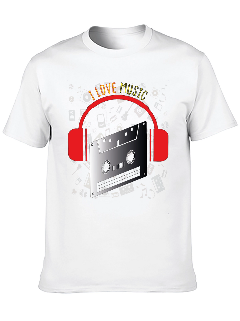 I Love Music Retro Cassette Headphones T-Shirt