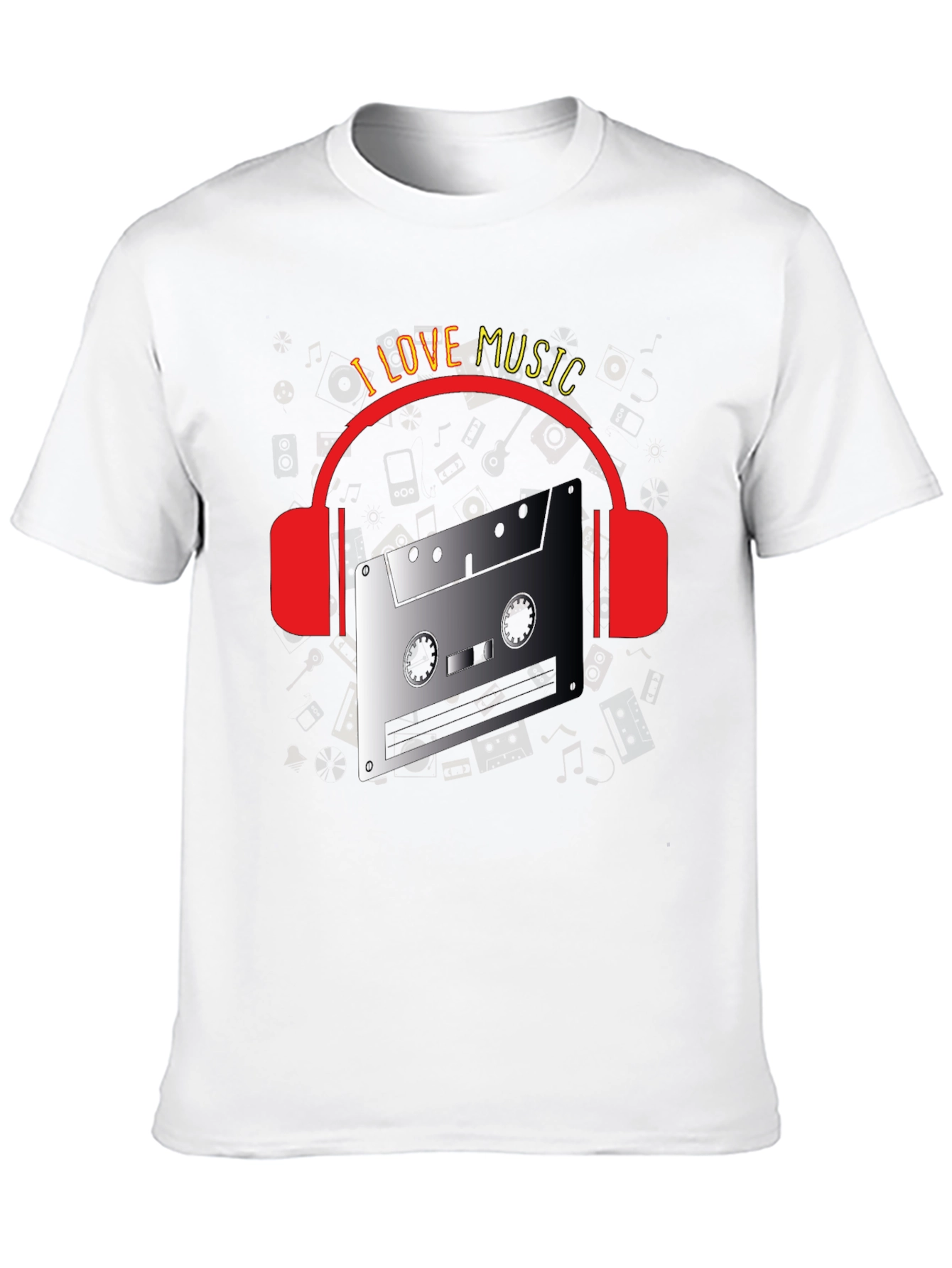 I Love Music Retro Cassette Headphones T-Shirt