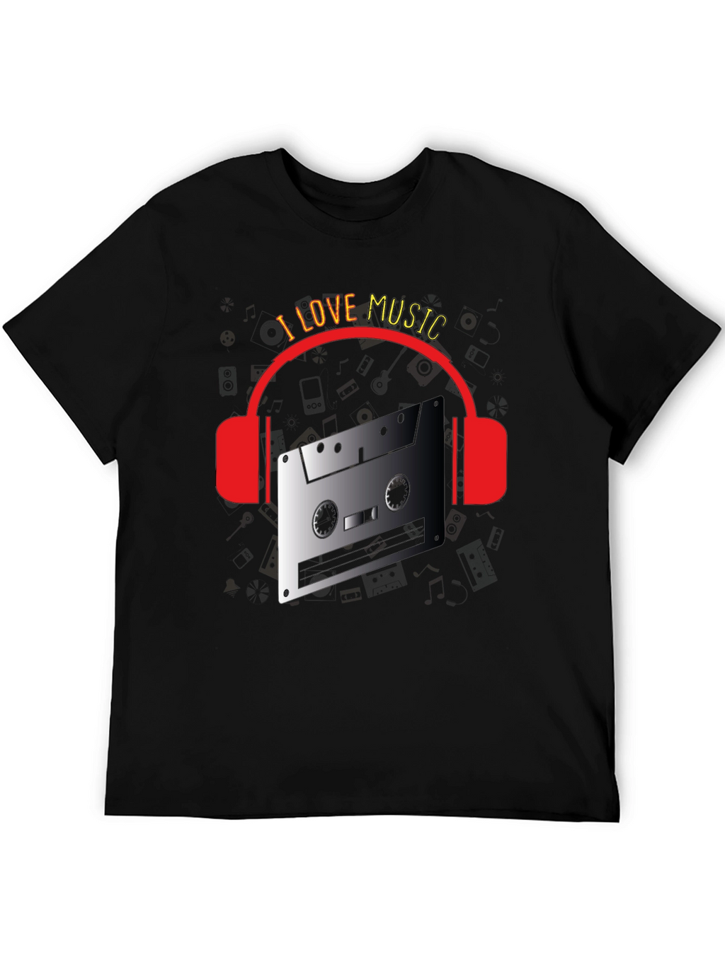I Love Music Retro Cassette Headphones T-Shirt