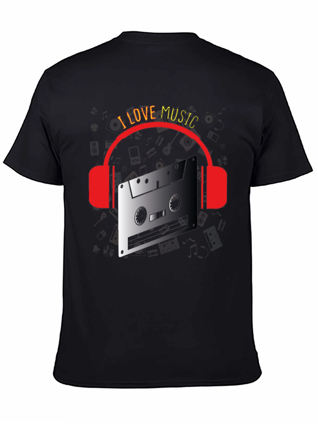 I Love Music Retro Cassette Headphones T-Shirt
