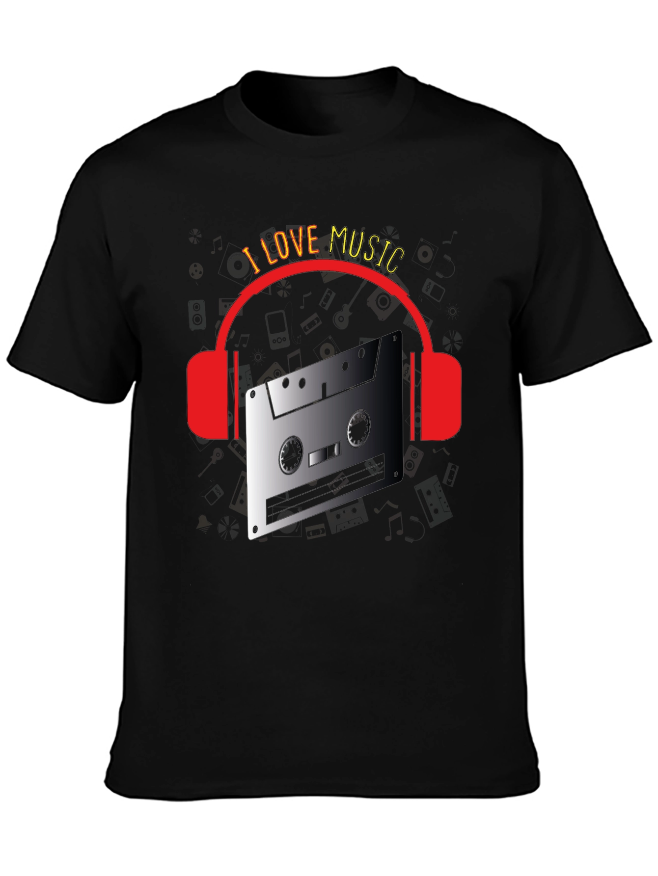 I Love Music Retro Cassette Headphones T-Shirt