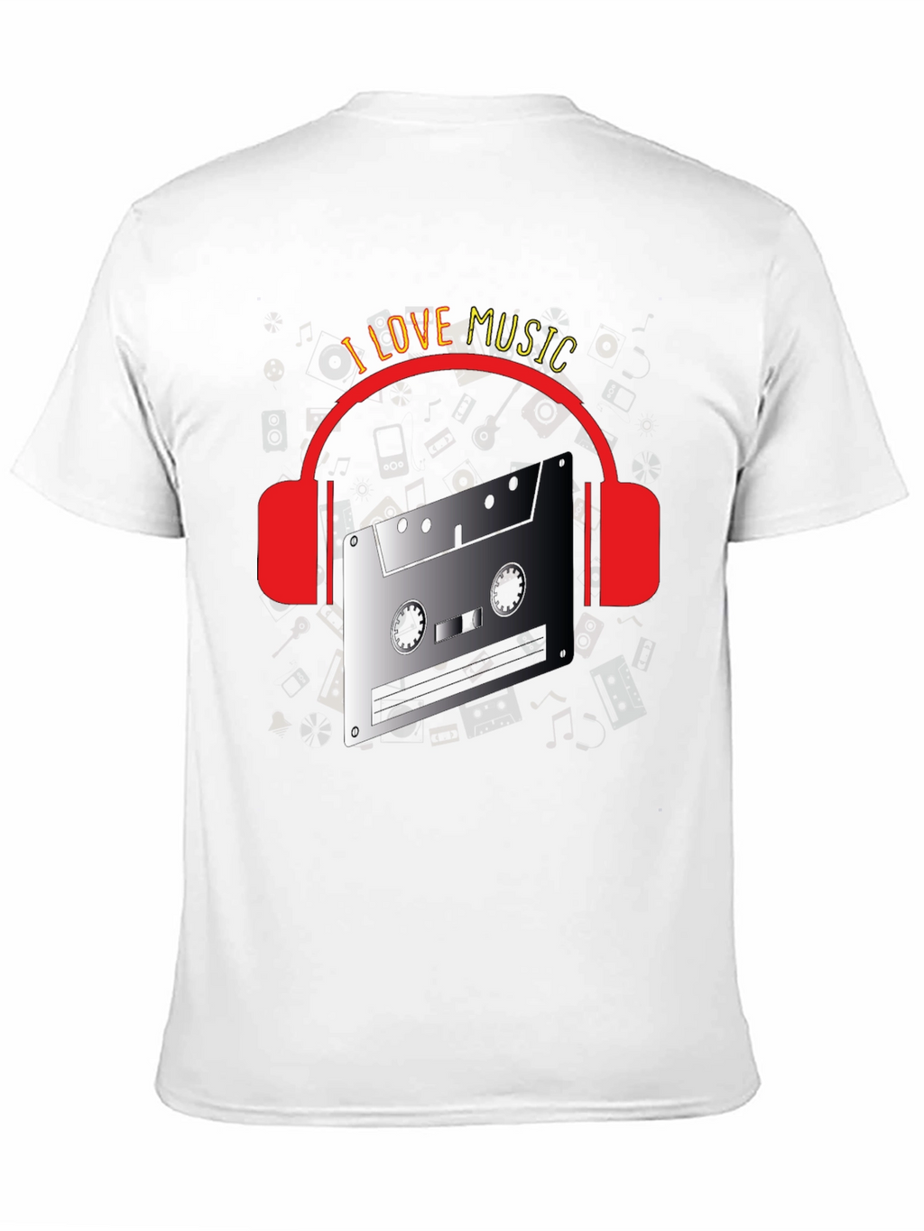 I Love Music Retro Cassette Headphones T-Shirt