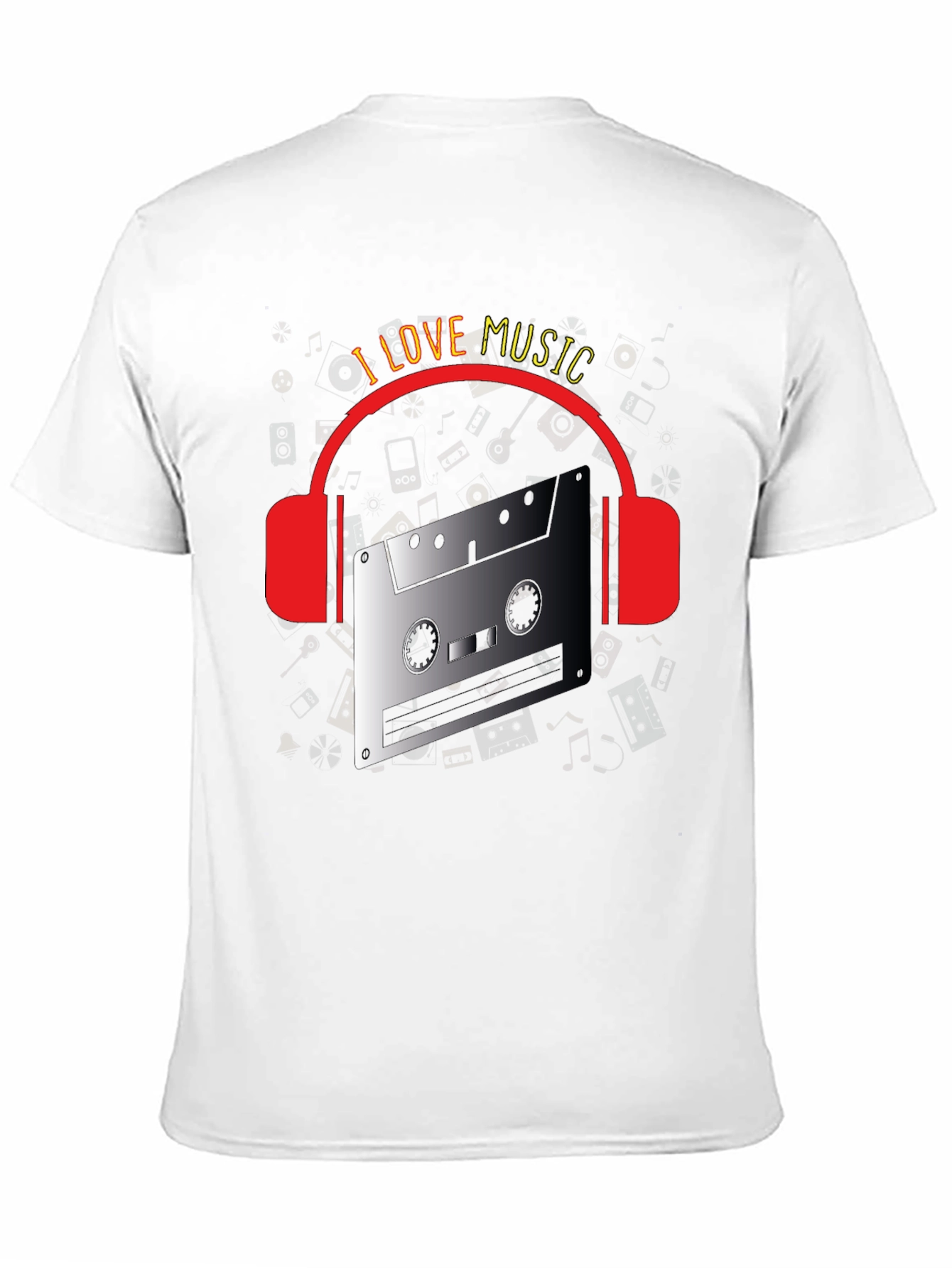 I Love Music Retro Cassette Headphones T-Shirt