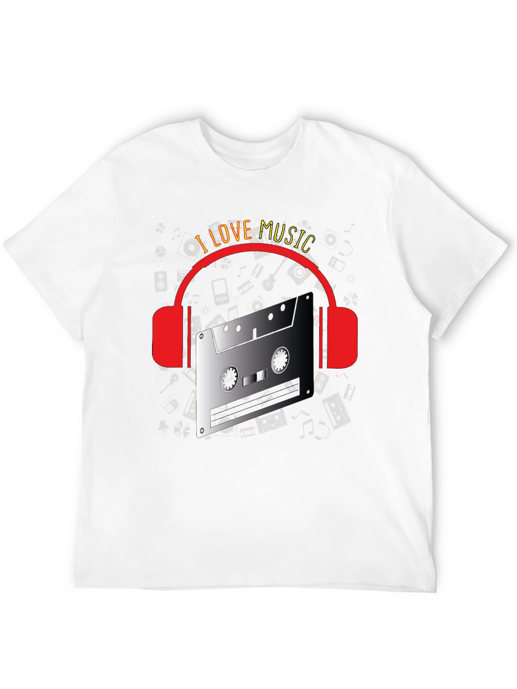 I Love Music Retro Cassette Headphones T-Shirt