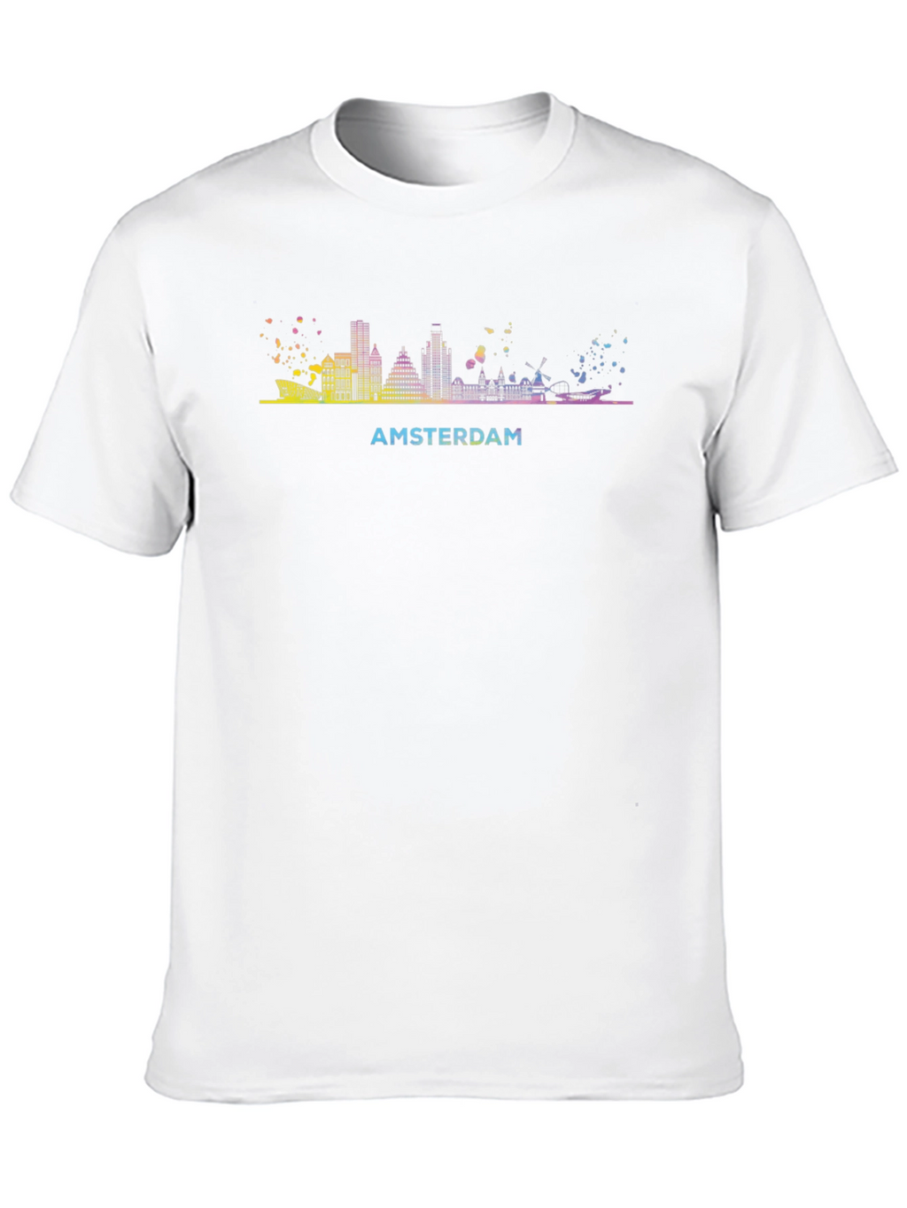 Amsterdam Skyline Graphic Tee - Black Cotton T-Shirt