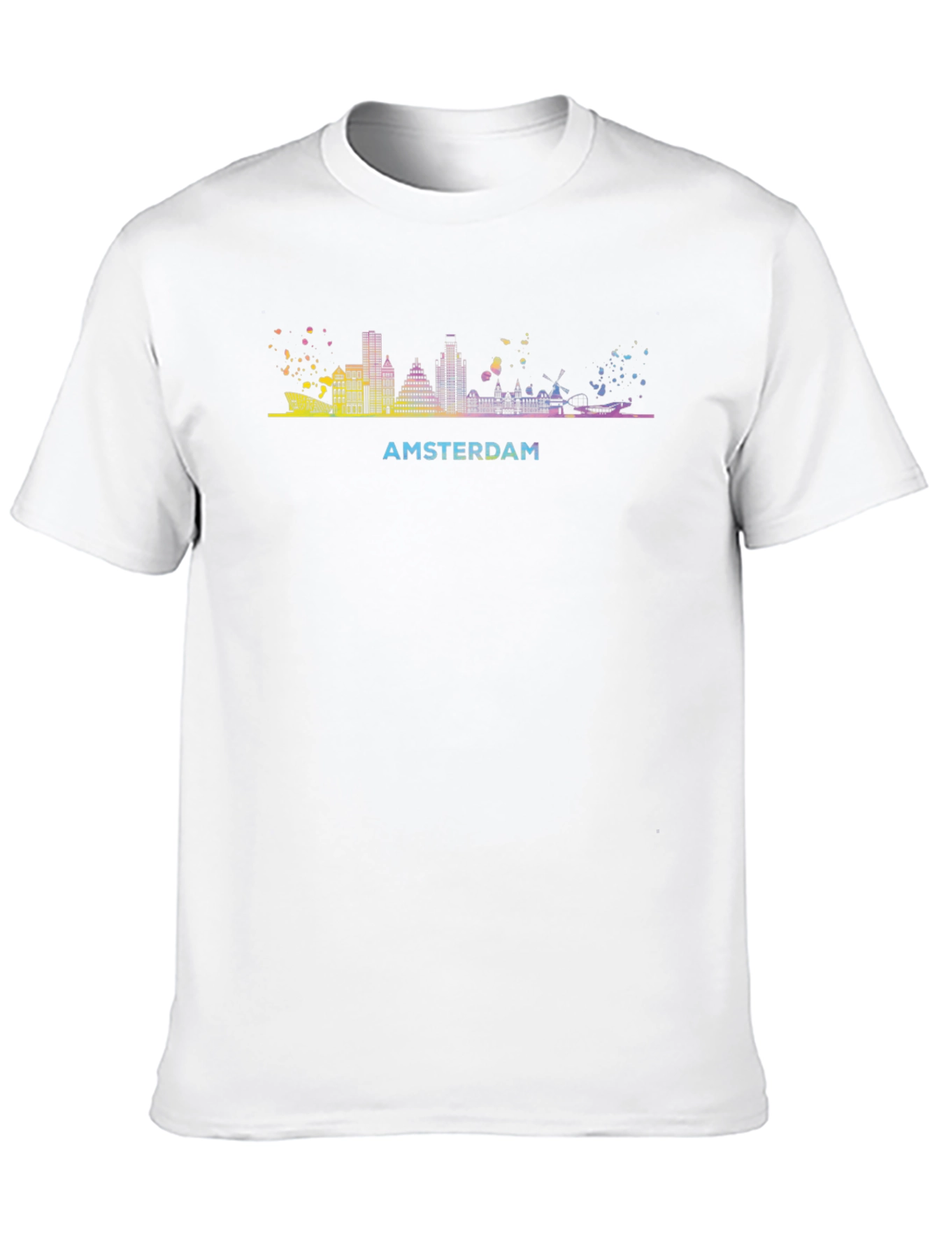 Amsterdam Skyline Graphic Tee - Black Cotton T-Shirt